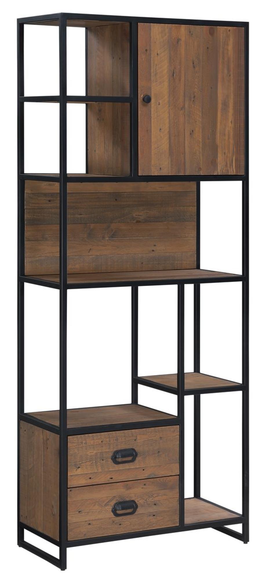 Product photograph of Ooki Reclaimed Wood 2 Drawer Bookcase from Choice Furniture Superstore.