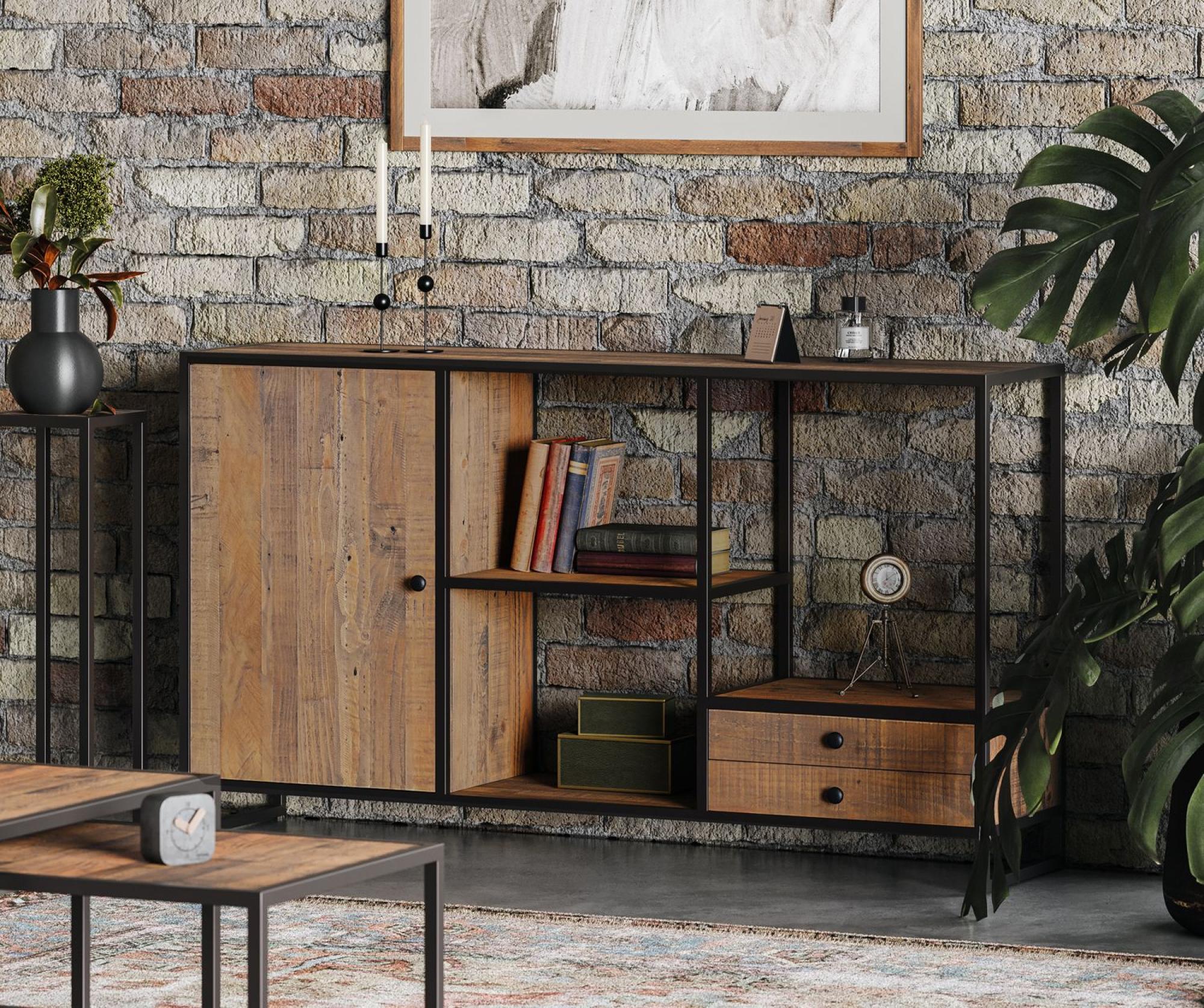 Product photograph of Ooki Reclaimed Wood Open Console Table from Choice Furniture Superstore.