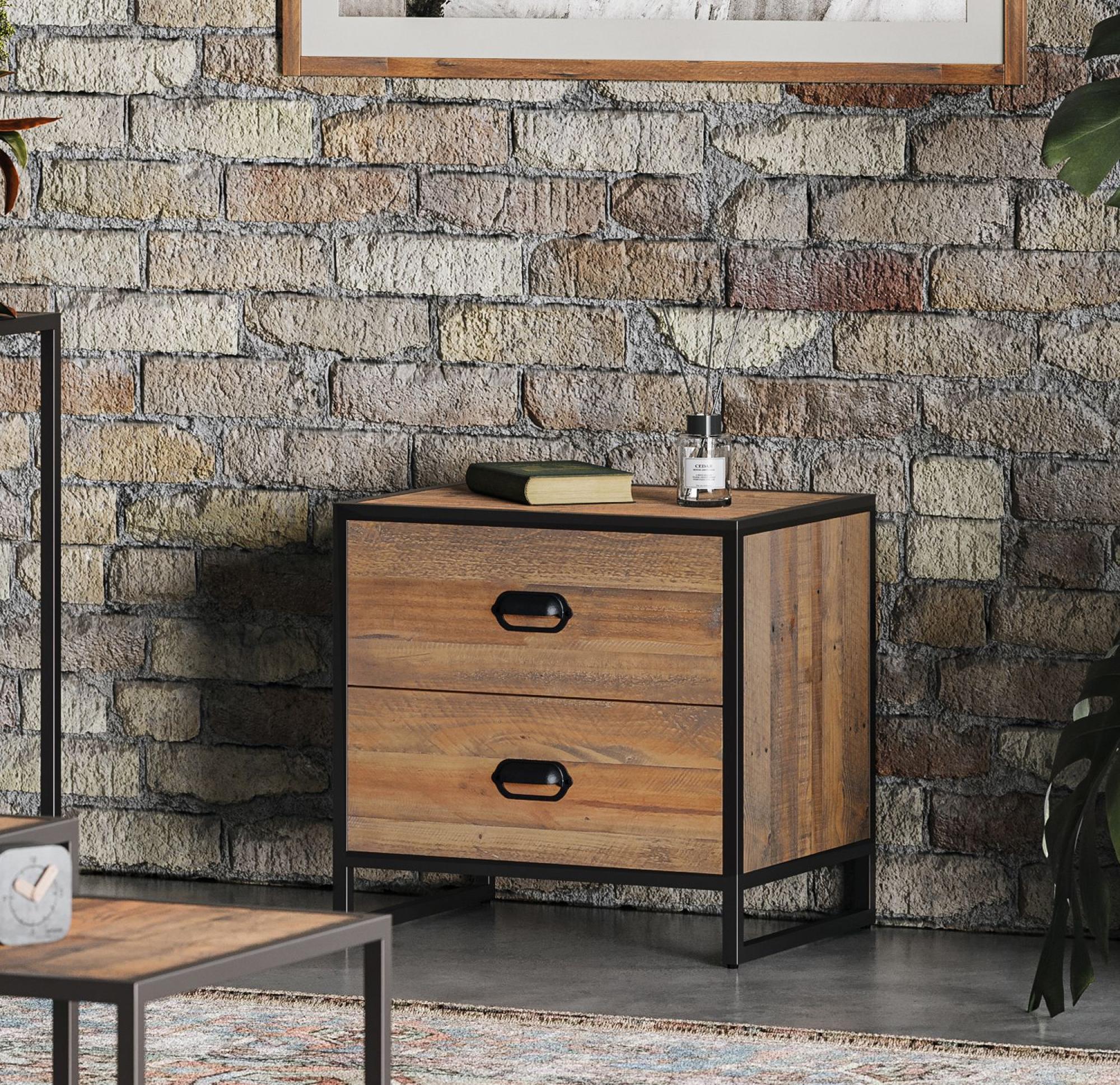 Product photograph of Ooki Modular Reclaimed Wood 2 Drawer Low Chest from Choice Furniture Superstore.