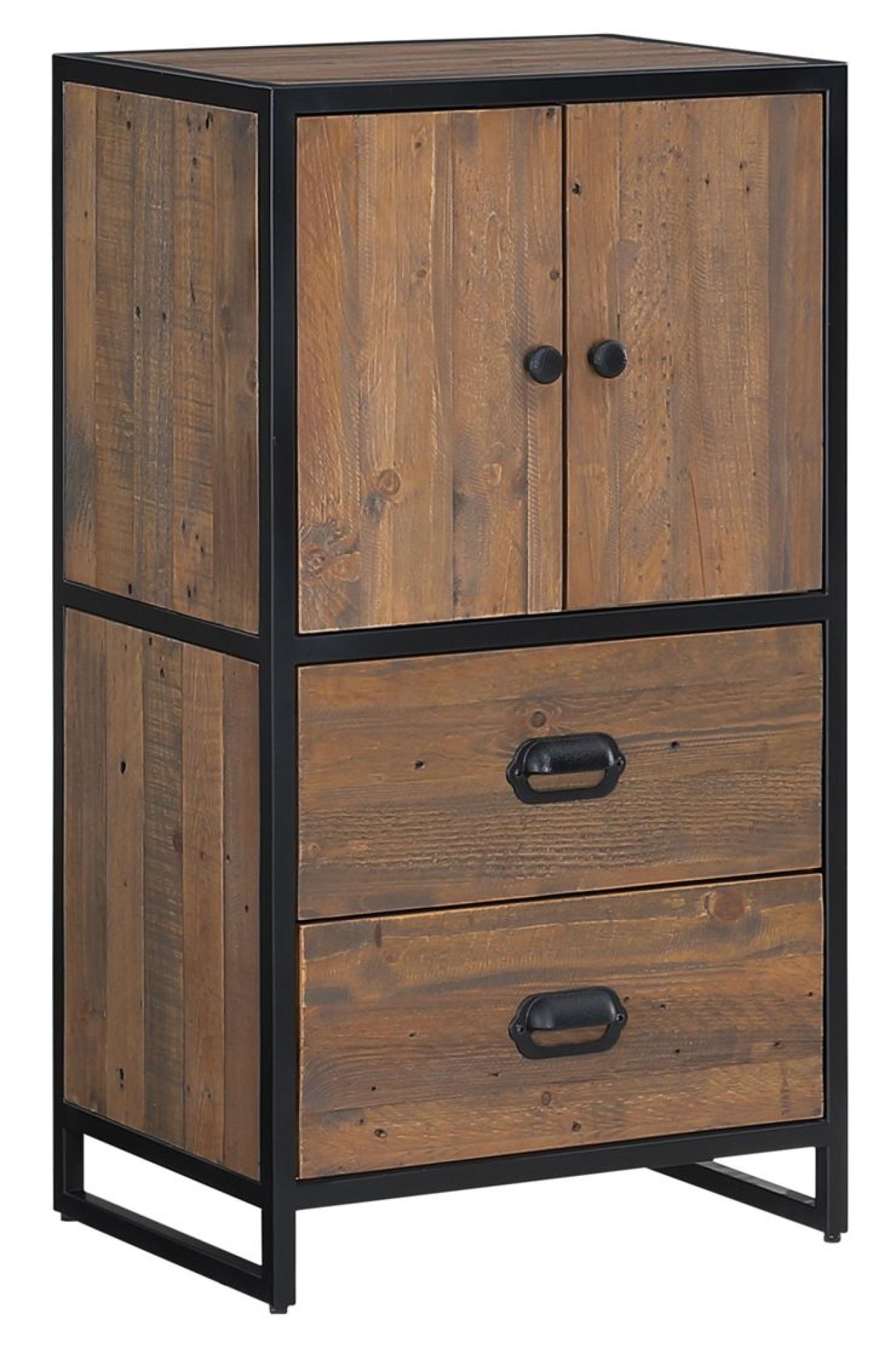 Product photograph of Ooki Modular Reclaimed Wood Medium 2 Drawer Cupboard from Choice Furniture Superstore.