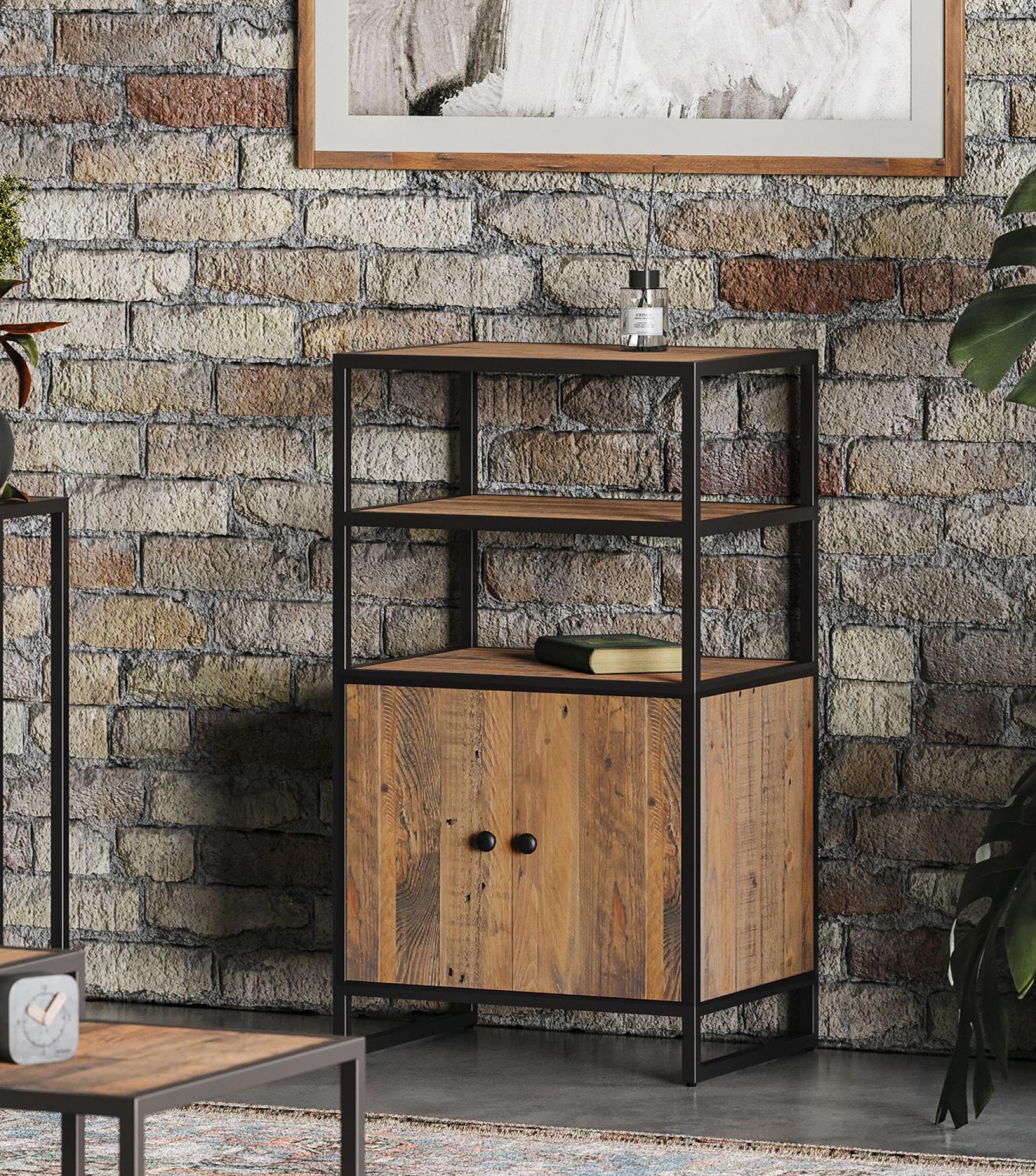 Product photograph of Ooki Modular Reclaimed Wood Medium 2 Door Cupboard from Choice Furniture Superstore.