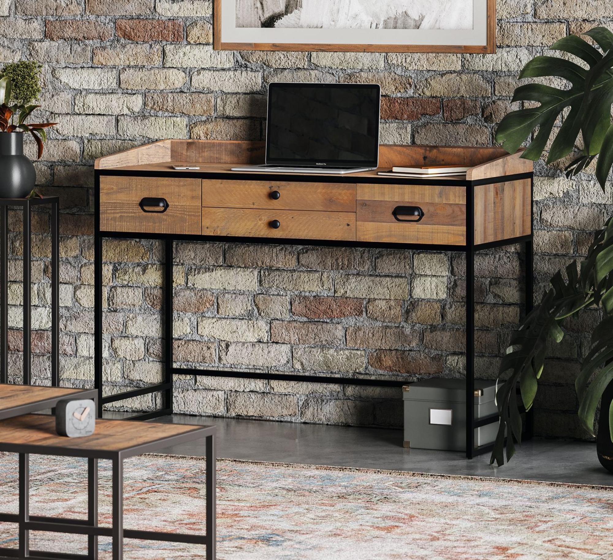 Product photograph of Ooki Modular Reclaimed Wood 4 Drawer Desk from Choice Furniture Superstore.