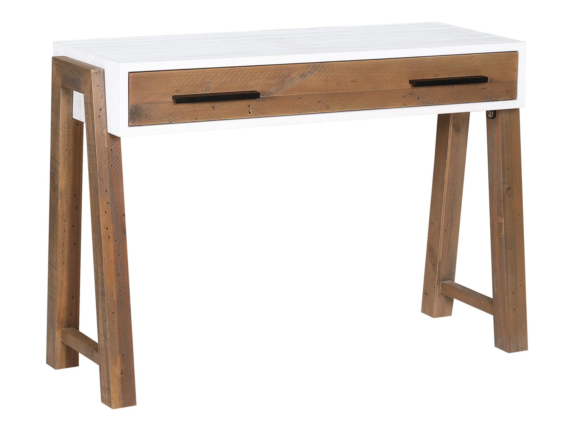 Product photograph of Trinity Reclaimed Wood And White 2 Drawer Office Desk from Choice Furniture Superstore.