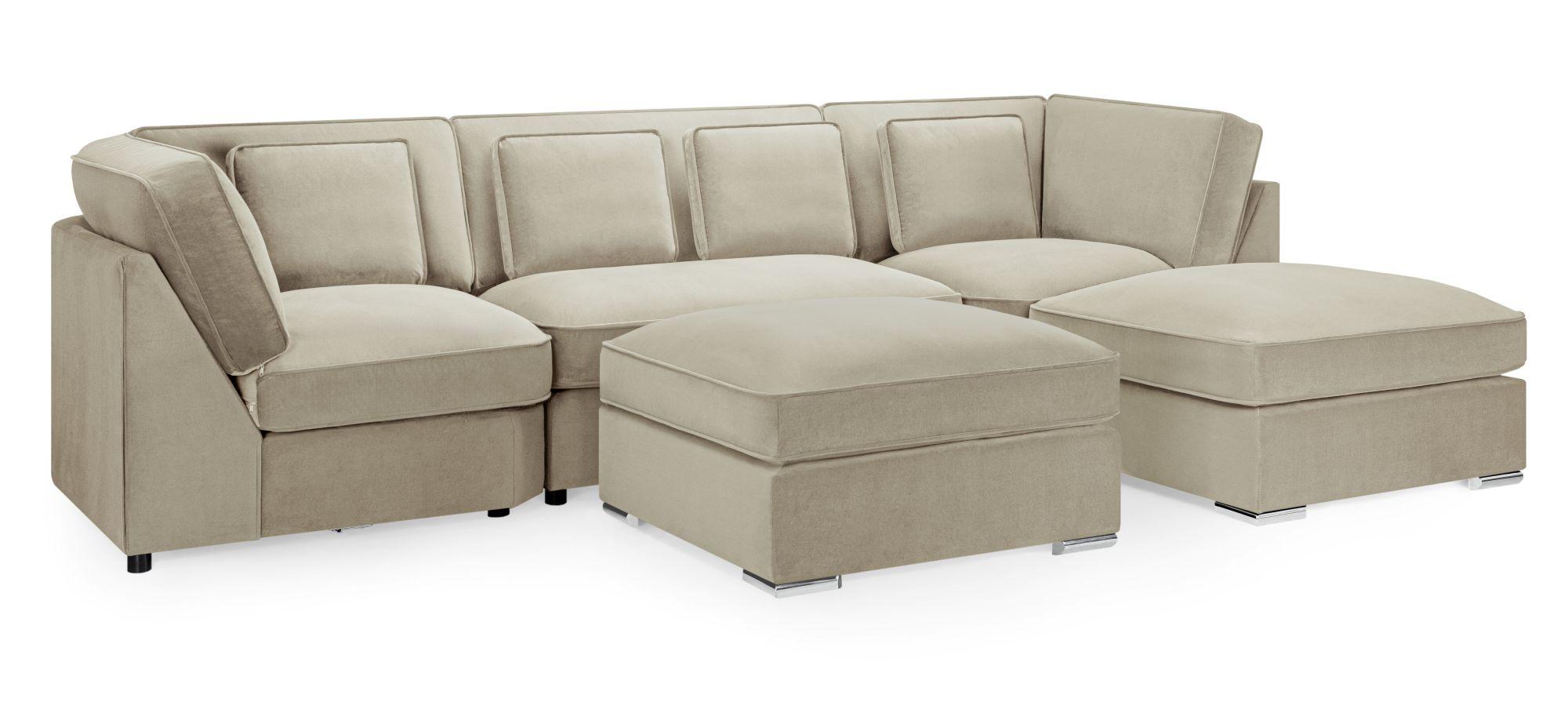 Product photograph of Belgravia Beige Velvet Fabric U Shape Corner Sofa Suite from Choice Furniture Superstore.