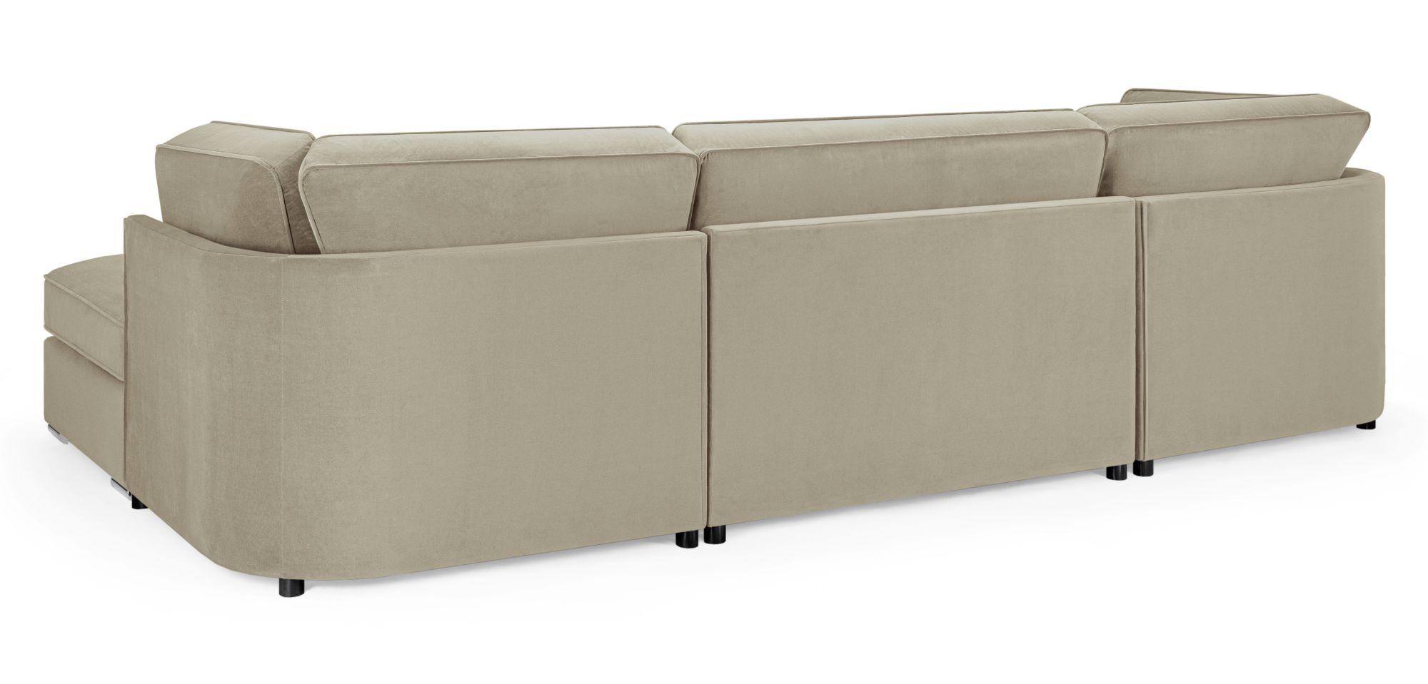 Product photograph of Belgravia Beige Velvet Fabric U Shape Corner Sofa Suite from Choice Furniture Superstore.