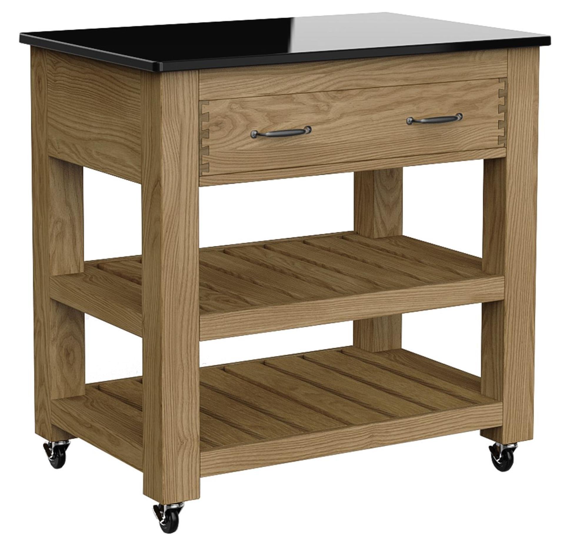 Product photograph of Oak 2 Drawer Kitchen Island With Black Granite Top from Choice Furniture Superstore.