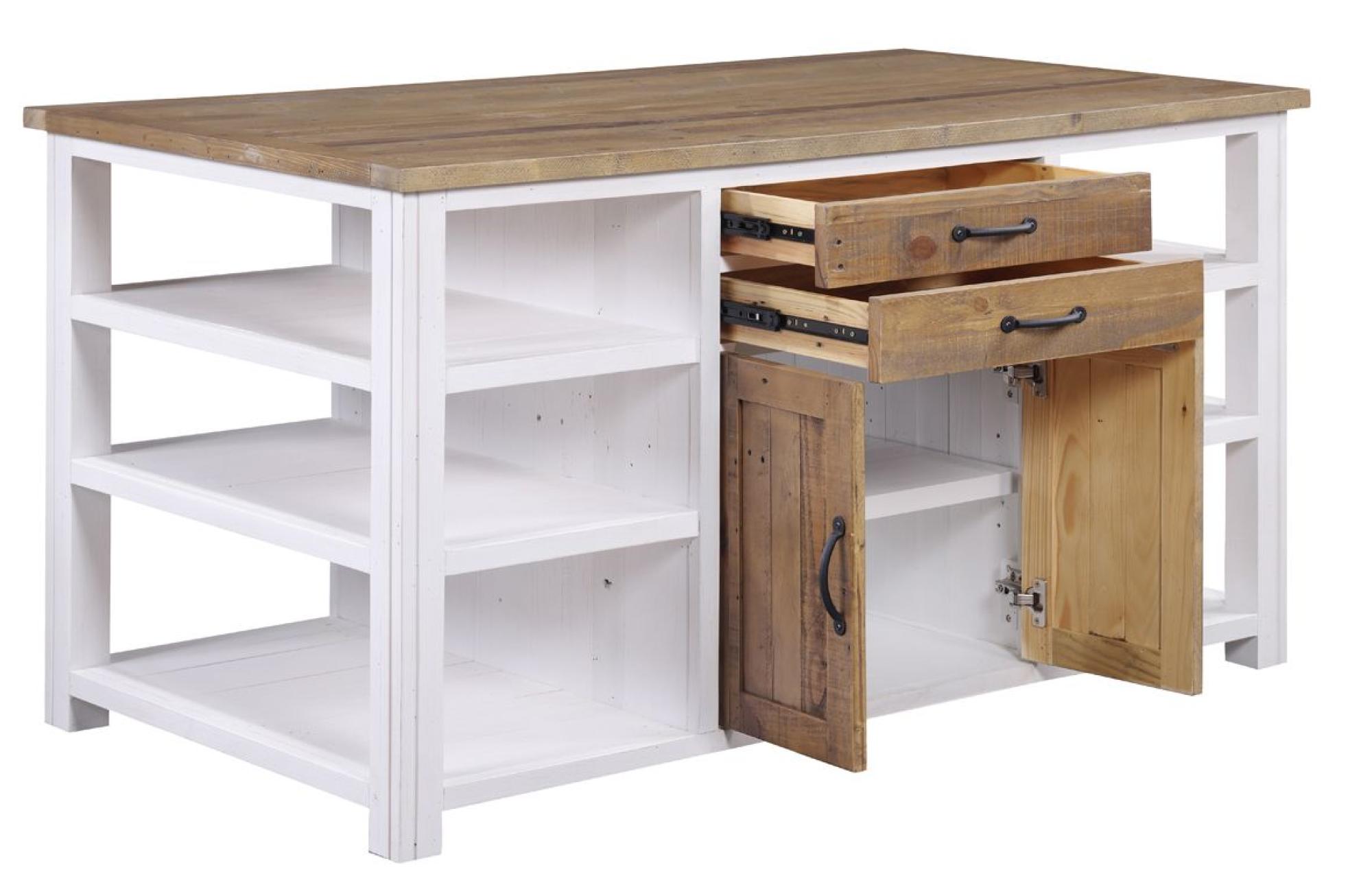 Product photograph of Splash Of White Reclaimed Wood 4 Drawer Kitchen Island from Choice Furniture Superstore.