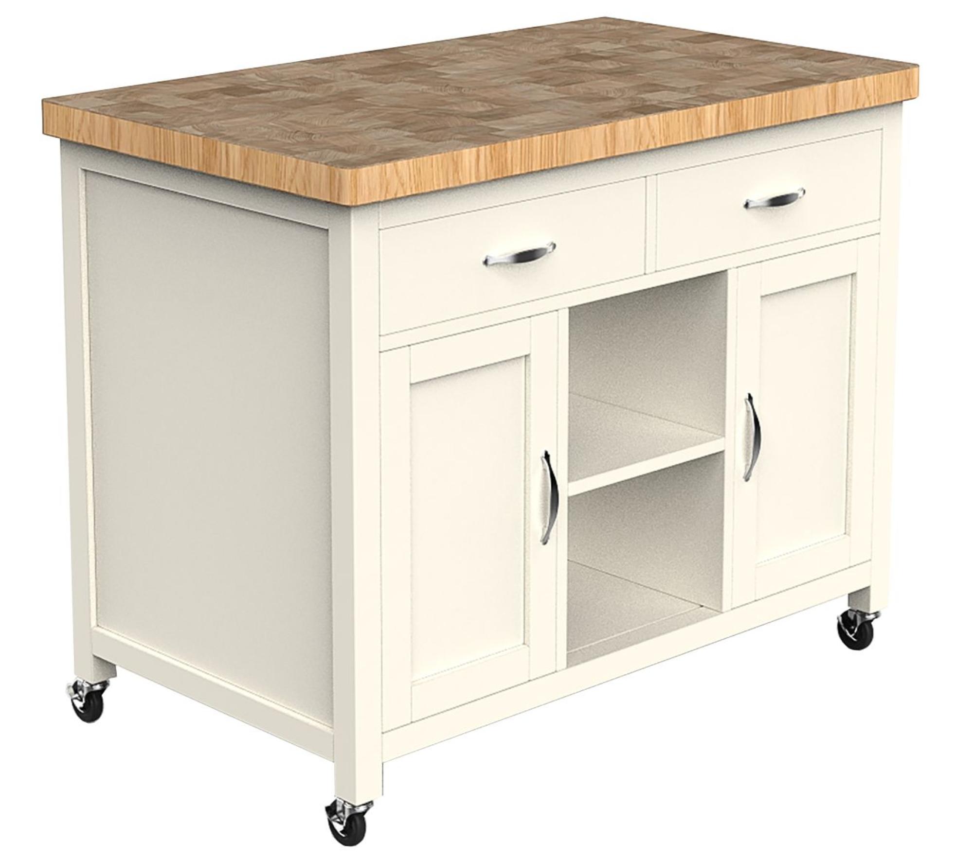 Product photograph of Cream Kitchen Island With Butchers Block from Choice Furniture Superstore.