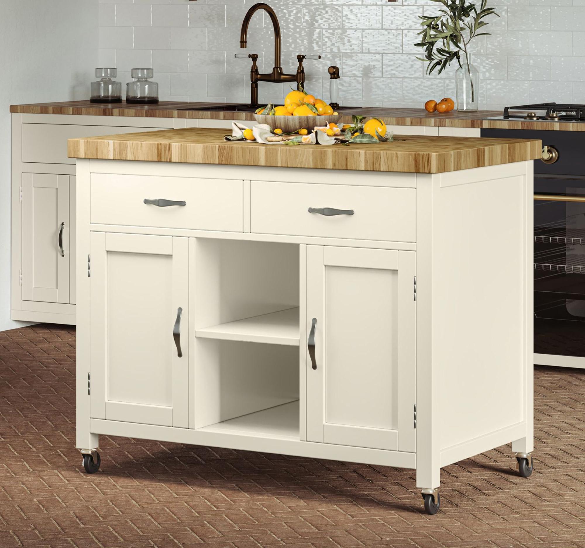 Product photograph of Cream Kitchen Island With Butchers Block from Choice Furniture Superstore.
