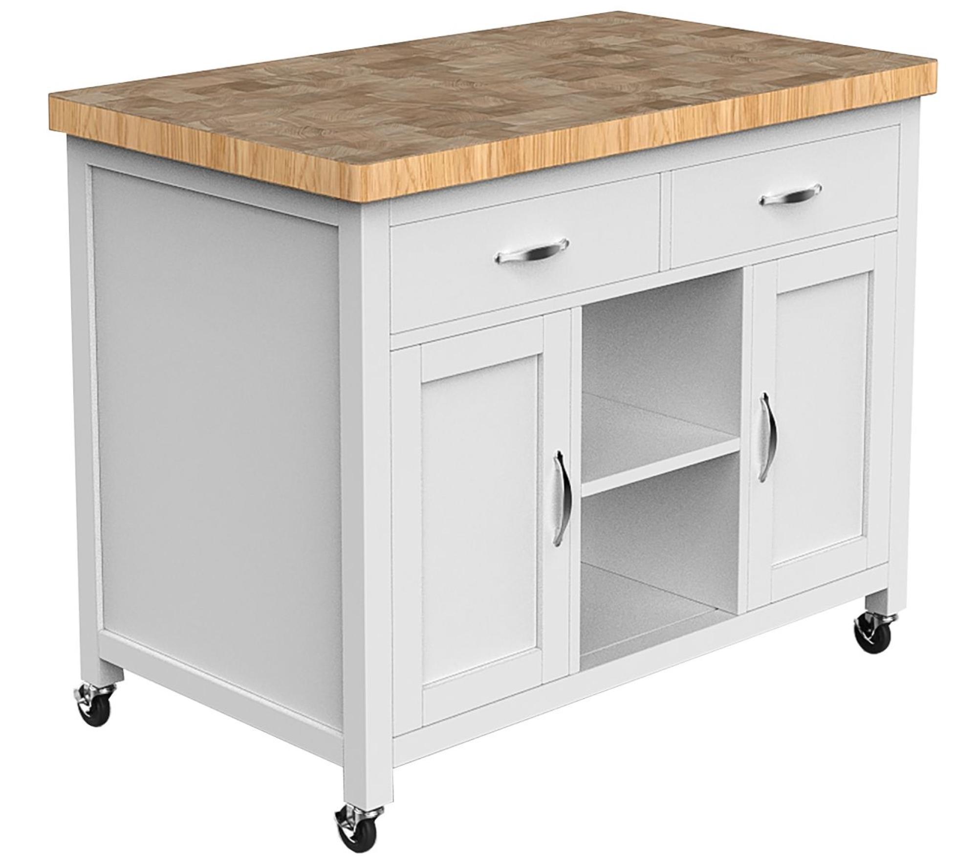 Product photograph of White Kitchen Island With Butchers Block from Choice Furniture Superstore.