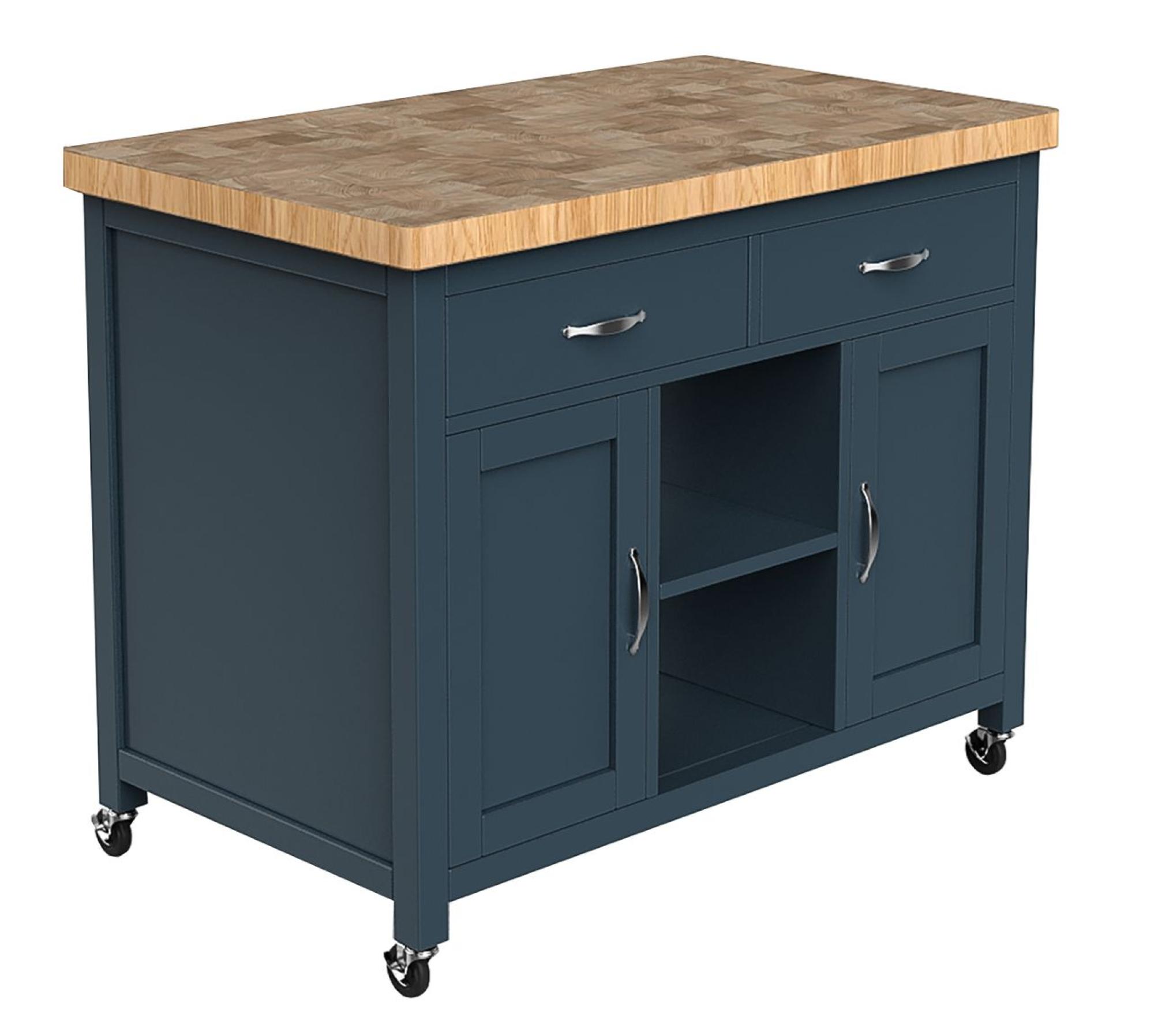 Product photograph of Blue Kitchen Island With Butchers Block from Choice Furniture Superstore.