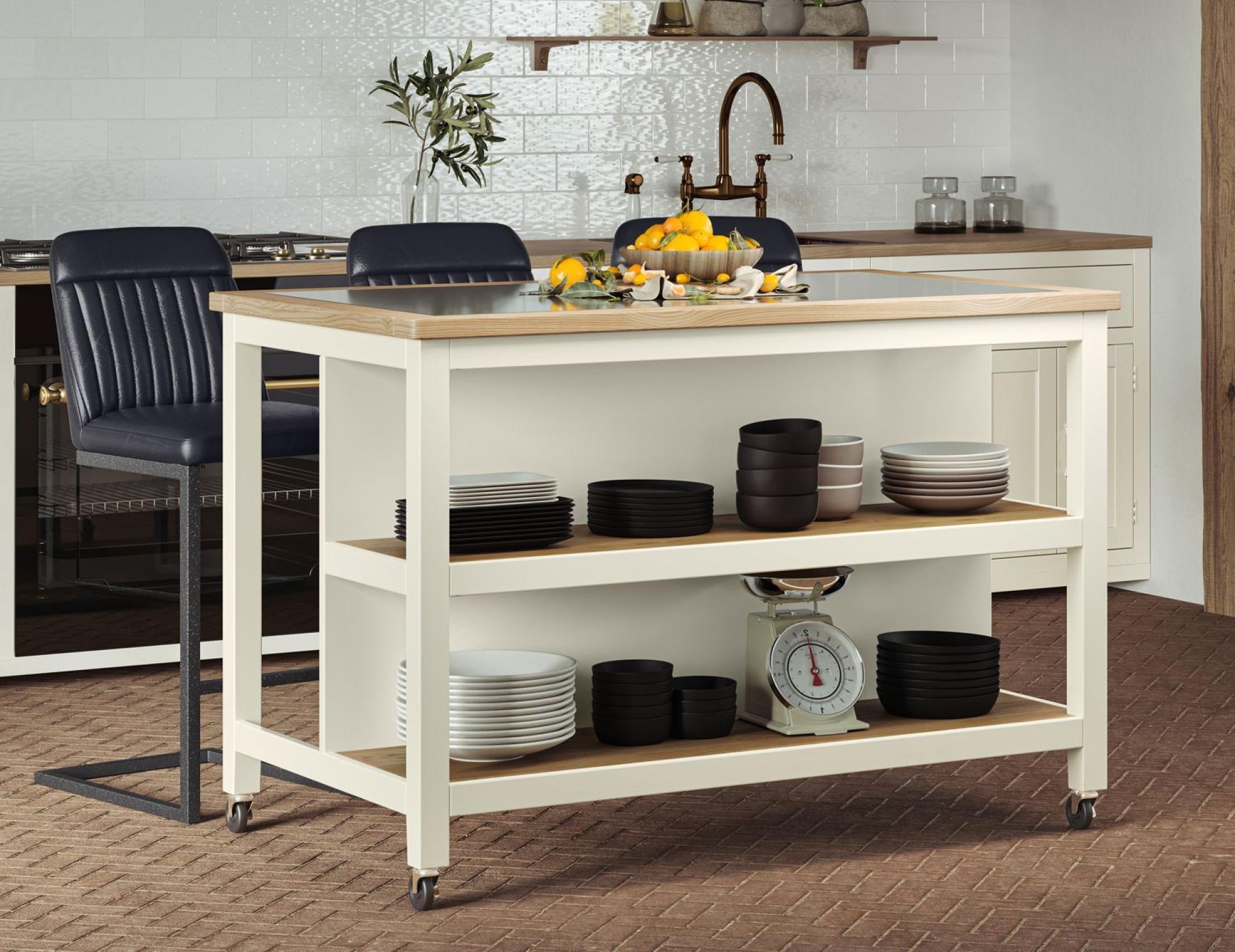 Product photograph of Cream Open Kitchen Island With Breakfast Bar from Choice Furniture Superstore.