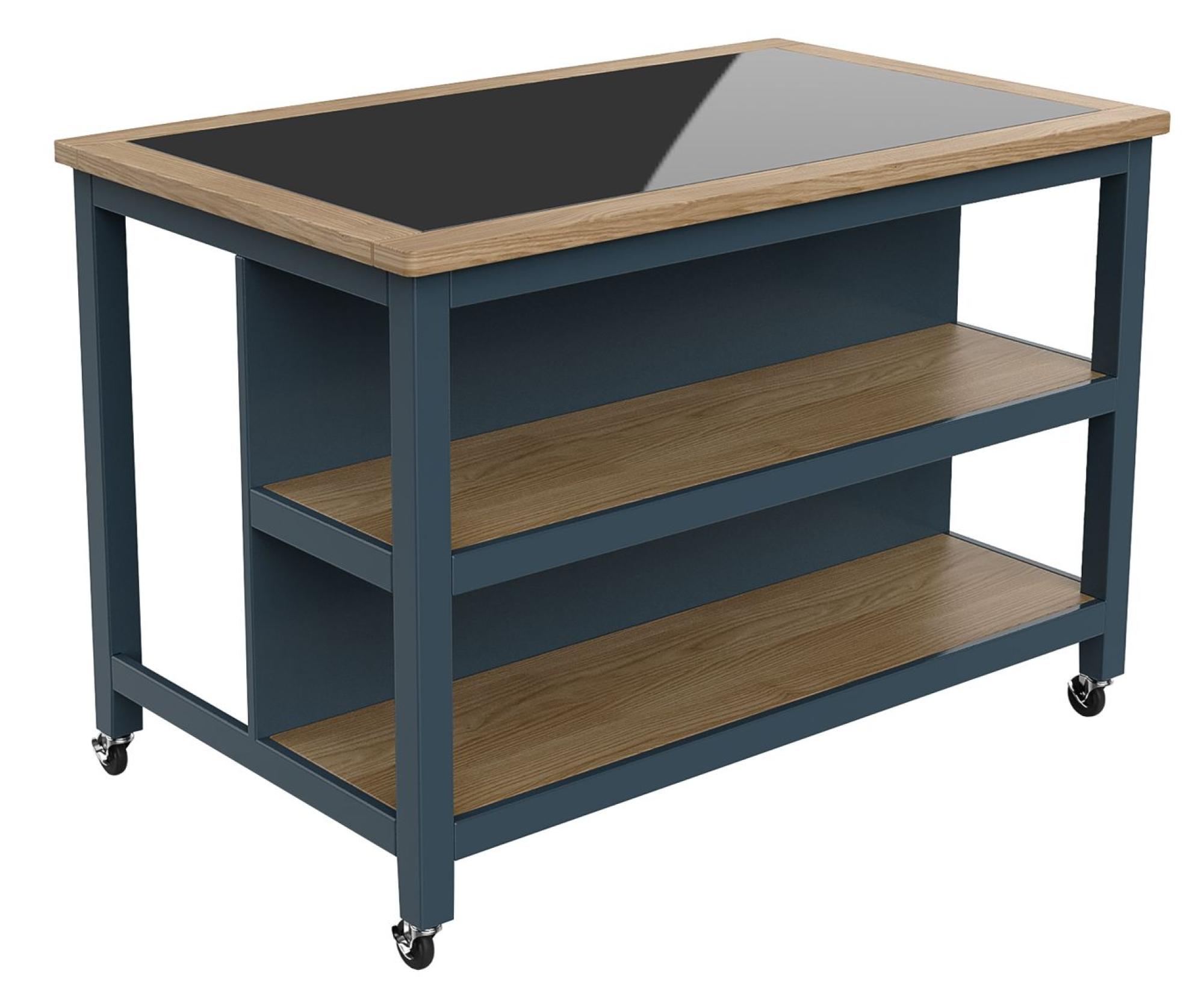 Product photograph of Blue Open Kitchen Island With Breakfast Bar from Choice Furniture Superstore.