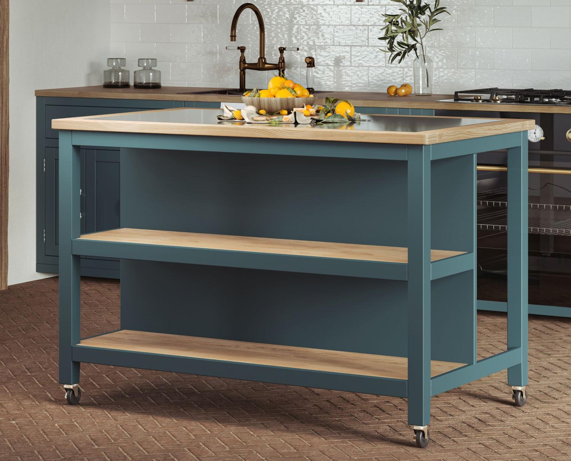 Product photograph of Blue Open Kitchen Island With Breakfast Bar from Choice Furniture Superstore.