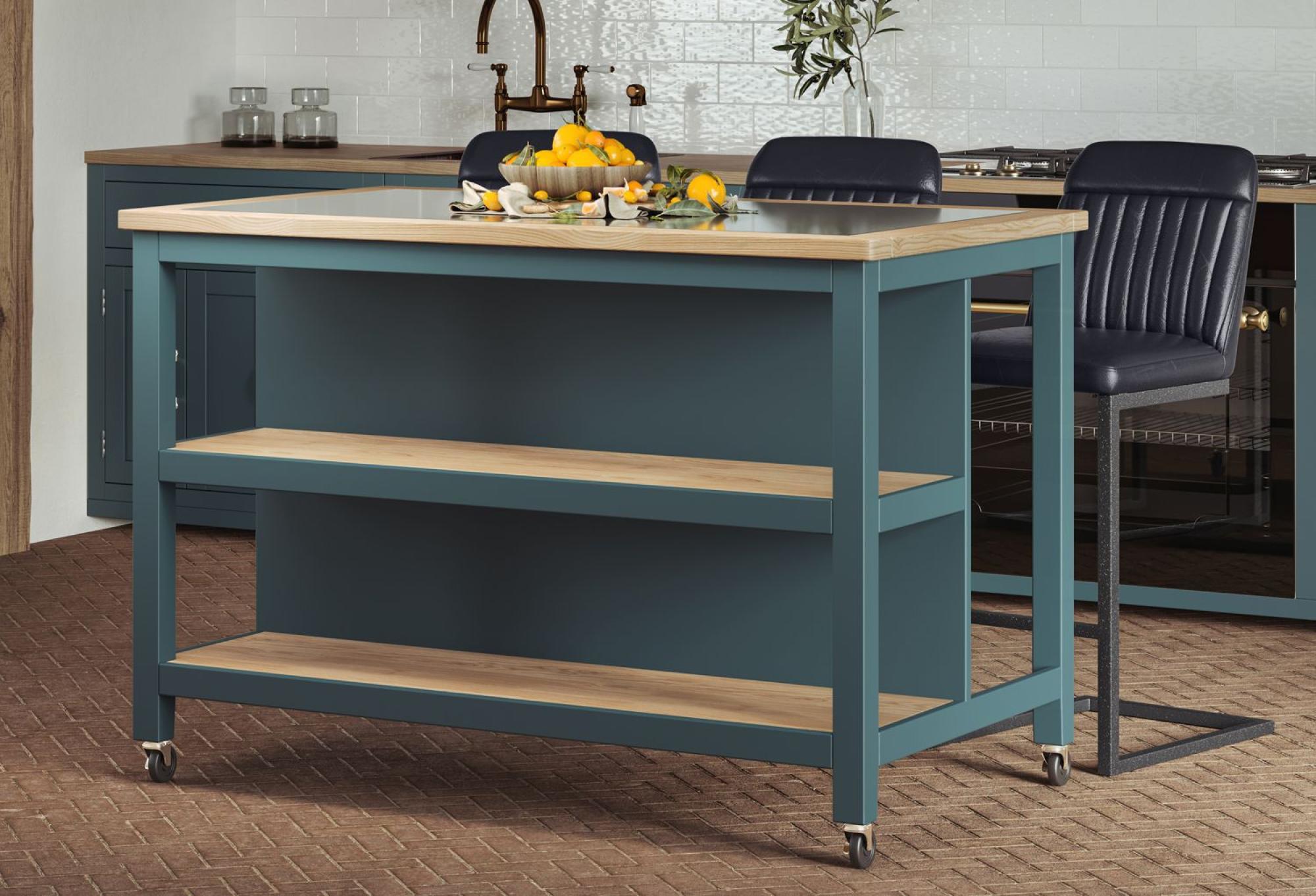 Product photograph of Blue Open Kitchen Island With Breakfast Bar from Choice Furniture Superstore.