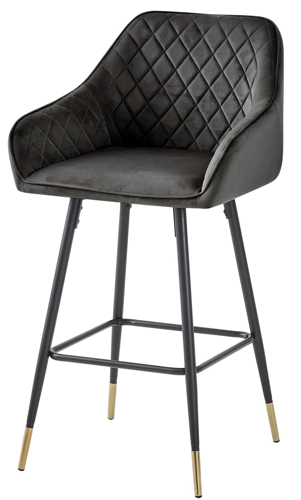 Product photograph of 2 X Gun Metal Grey Velvet Fabric Barstool from Choice Furniture Superstore.