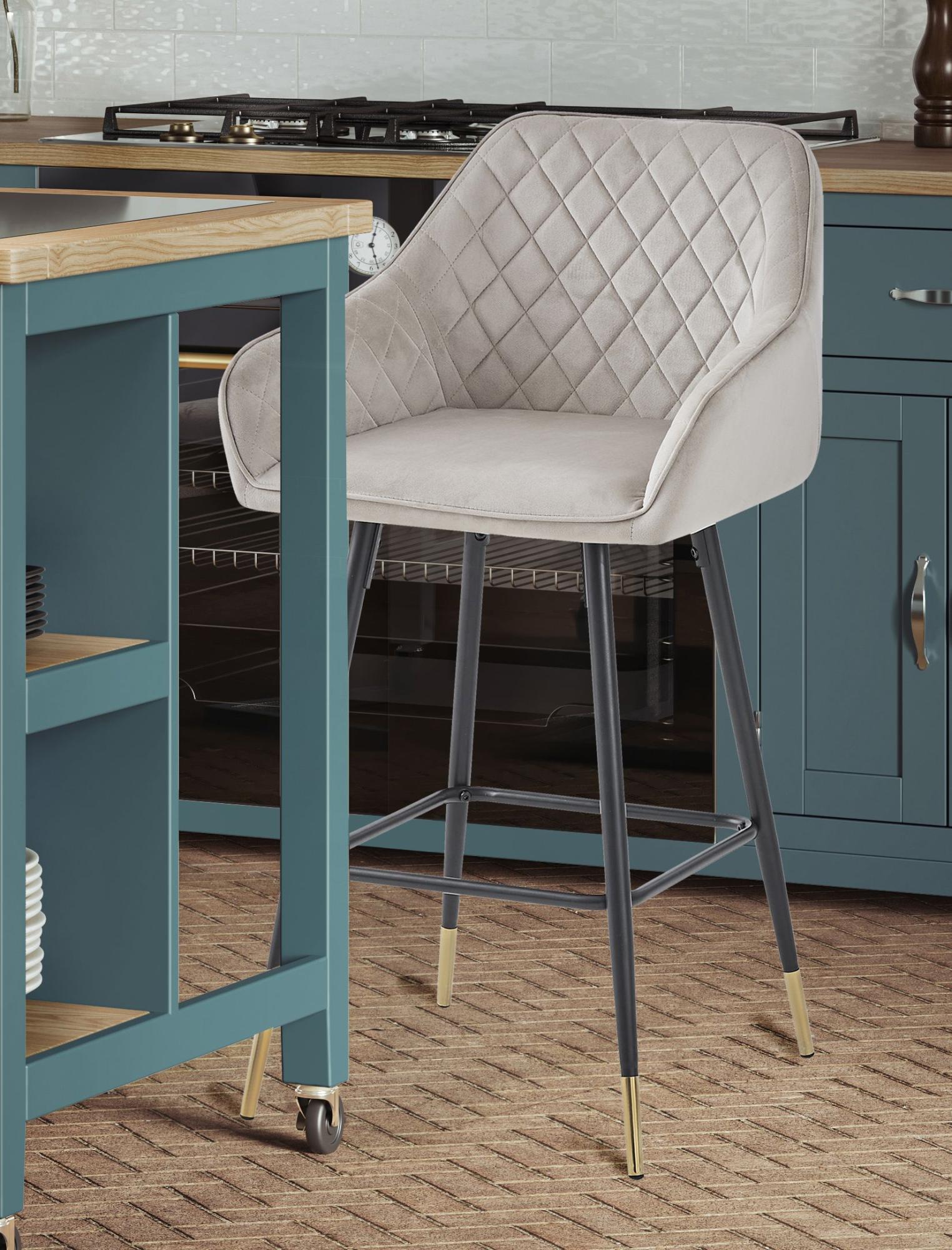 Product photograph of 2 X Mink Velvet Fabric Barstool from Choice Furniture Superstore.