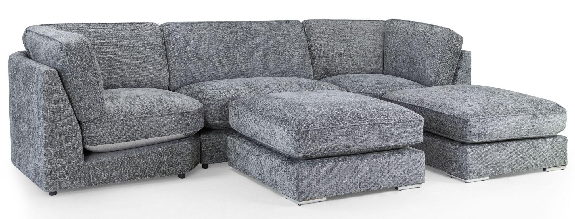 Product photograph of Esma Grey Fabric U Shape Corner Sofa Suite from Choice Furniture Superstore.