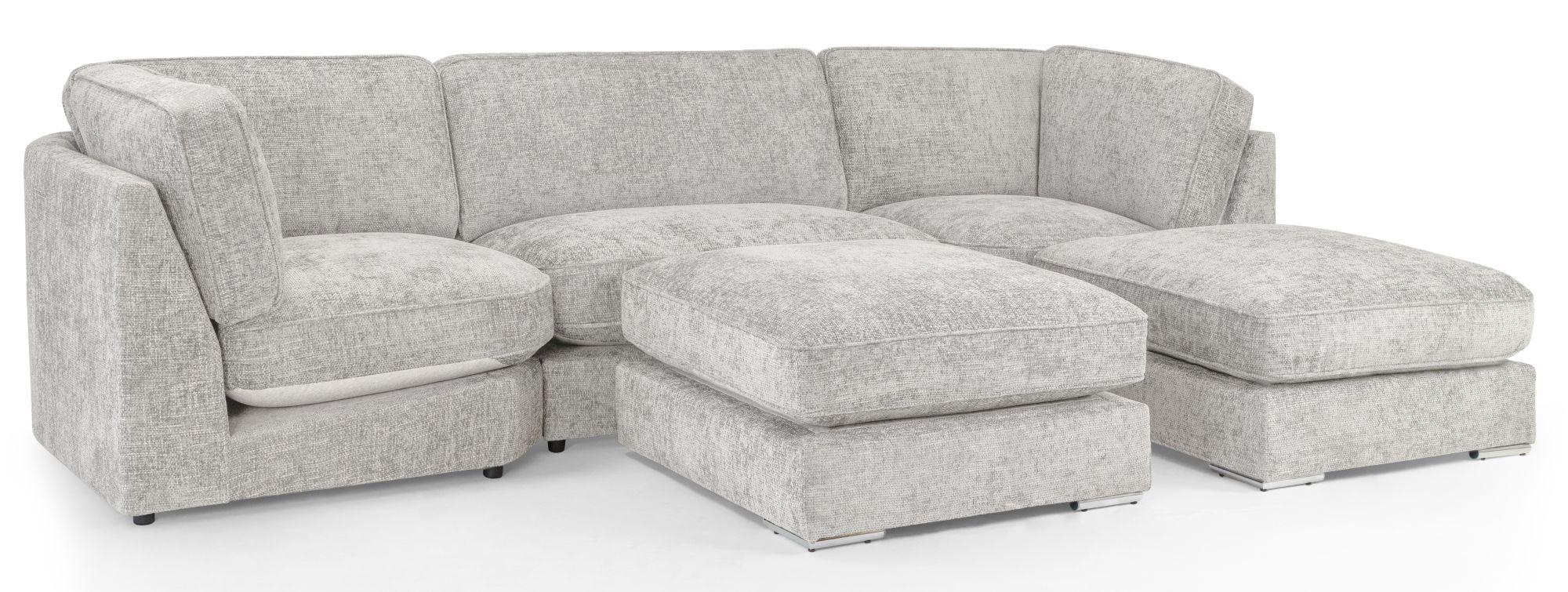 Product photograph of Esma Ivory Fabric U Shape Corner Sofa Suite from Choice Furniture Superstore.