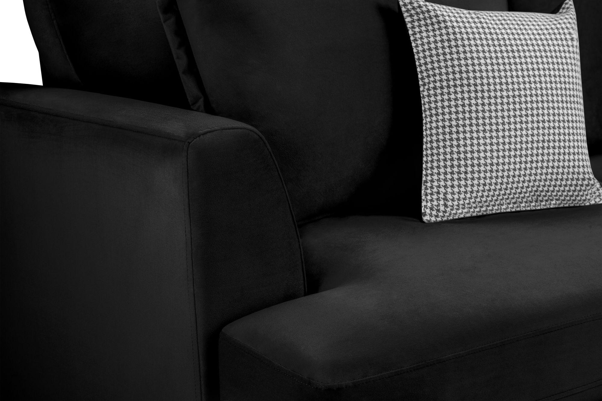 Product photograph of Bari Black Fabric Right Hand Facing Corner Sofa from Choice Furniture Superstore.