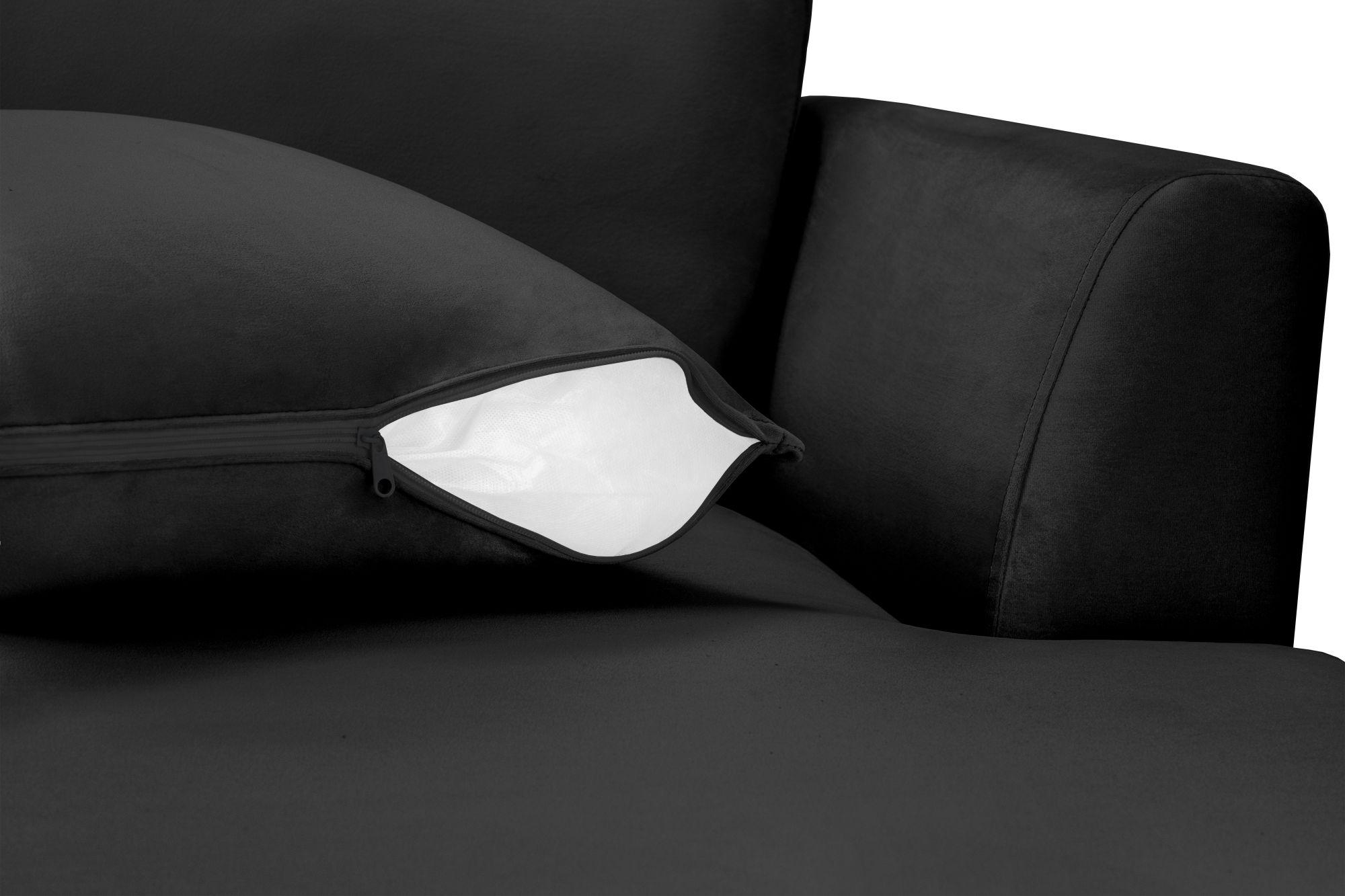 Product photograph of Bari Black Fabric Right Hand Facing Corner Sofa from Choice Furniture Superstore.