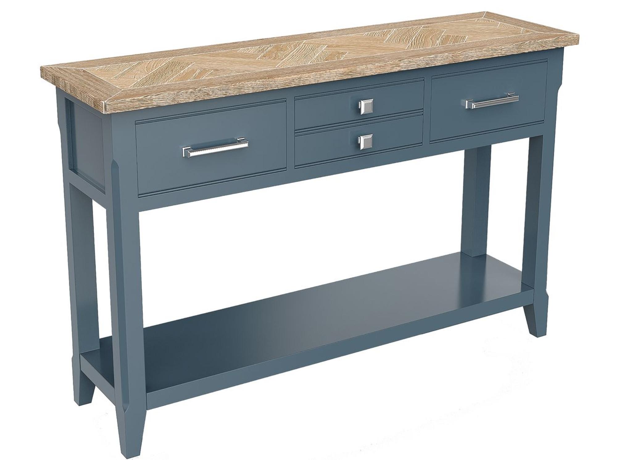 Product photograph of Signature Blue 4 Drawer Console Table from Choice Furniture Superstore.