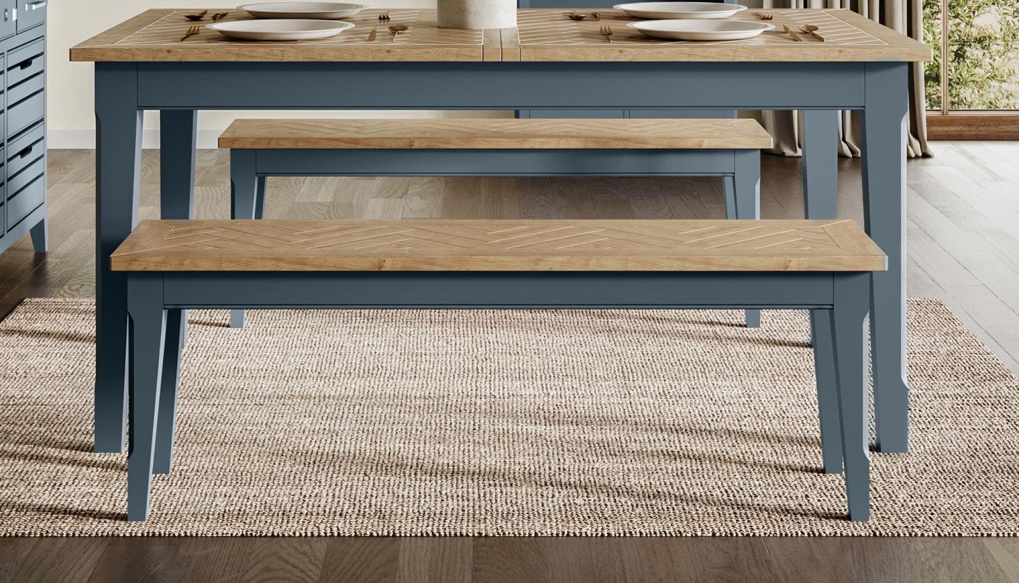 Product photograph of Signature Blue 150cm Dining Bench from Choice Furniture Superstore.