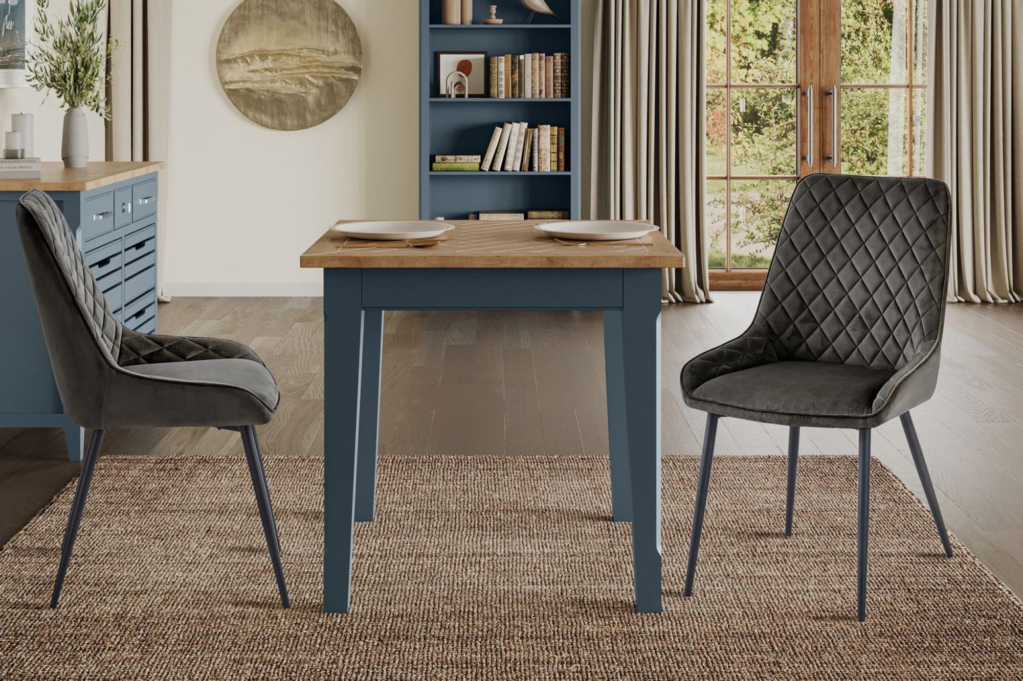 Product photograph of Signature 80cm Blue Square Dining Table from Choice Furniture Superstore.