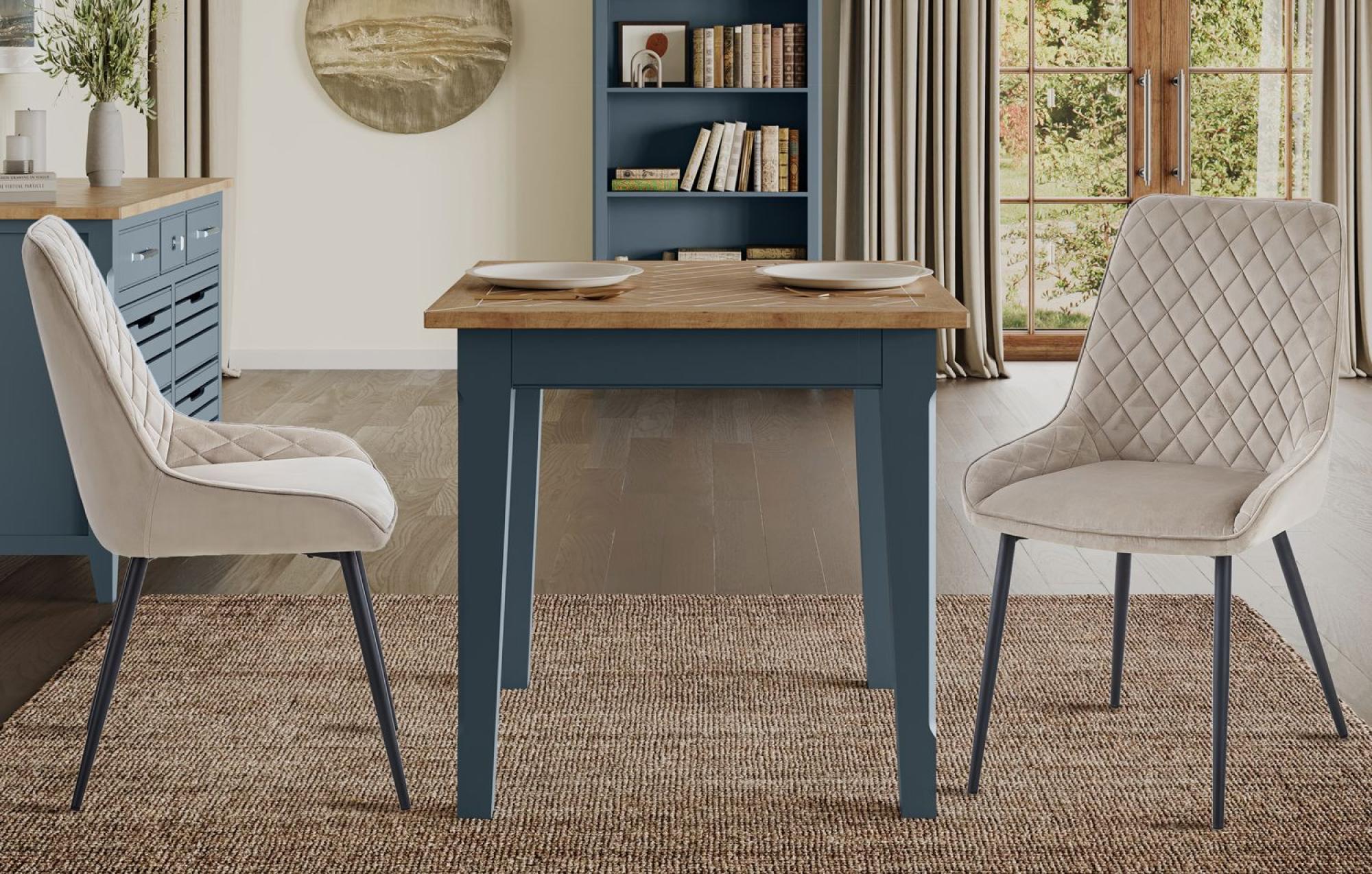 Product photograph of Signature 80cm Blue Square Dining Table from Choice Furniture Superstore.