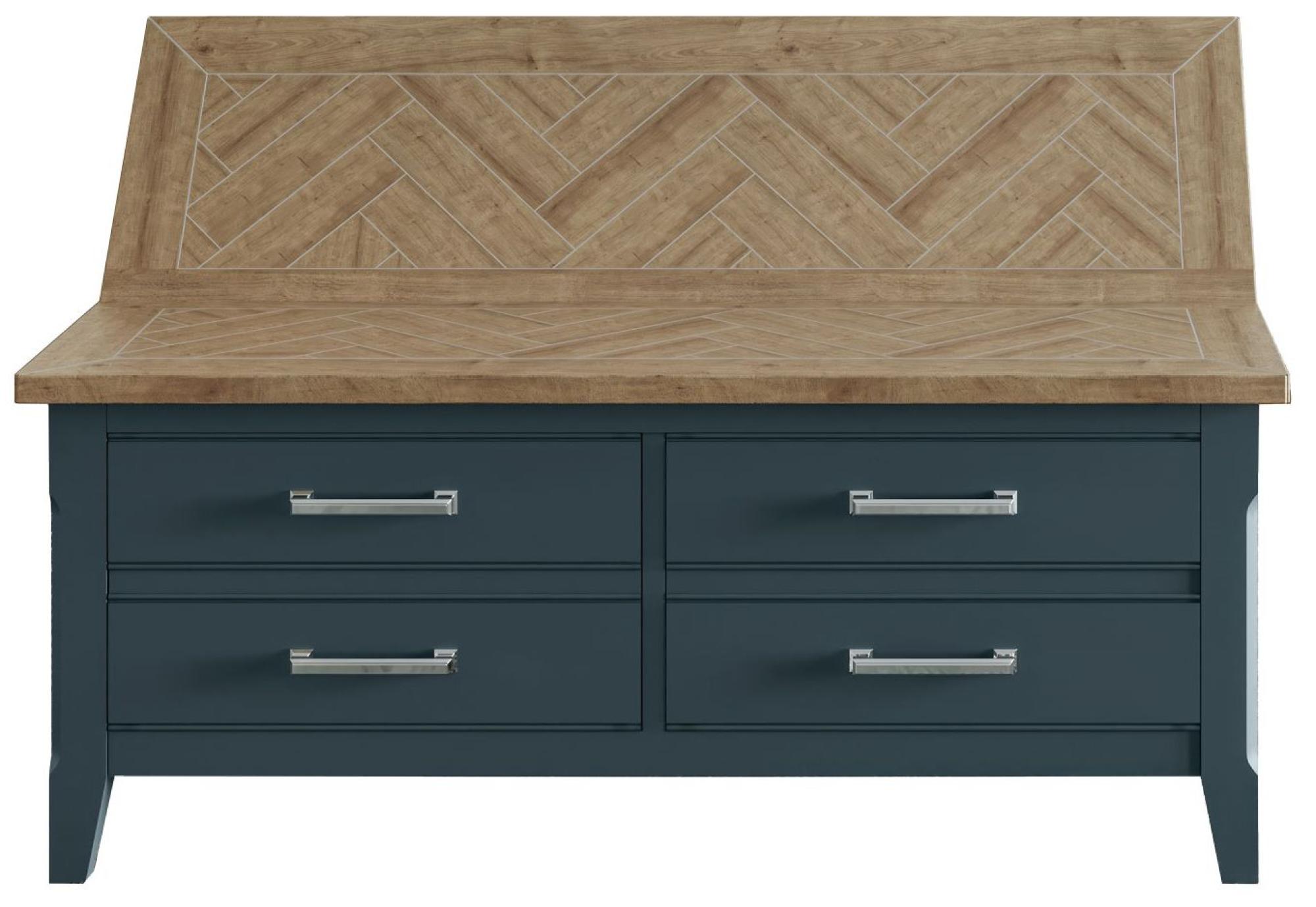 Product photograph of Signature Blue 4 Drawer Trunk Coffee Table from Choice Furniture Superstore.