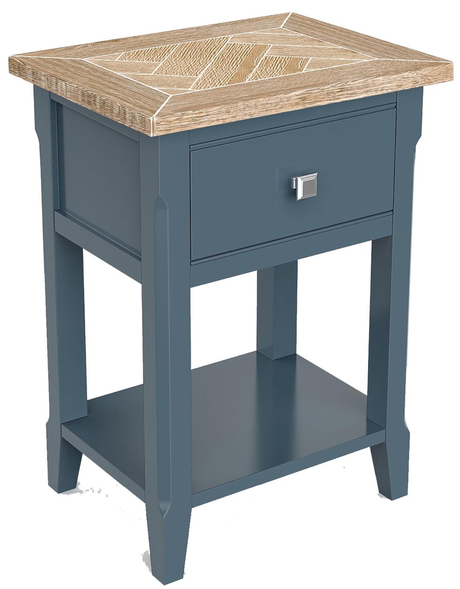 Product photograph of Signature Blue 1 Drawer Lamp Table from Choice Furniture Superstore.