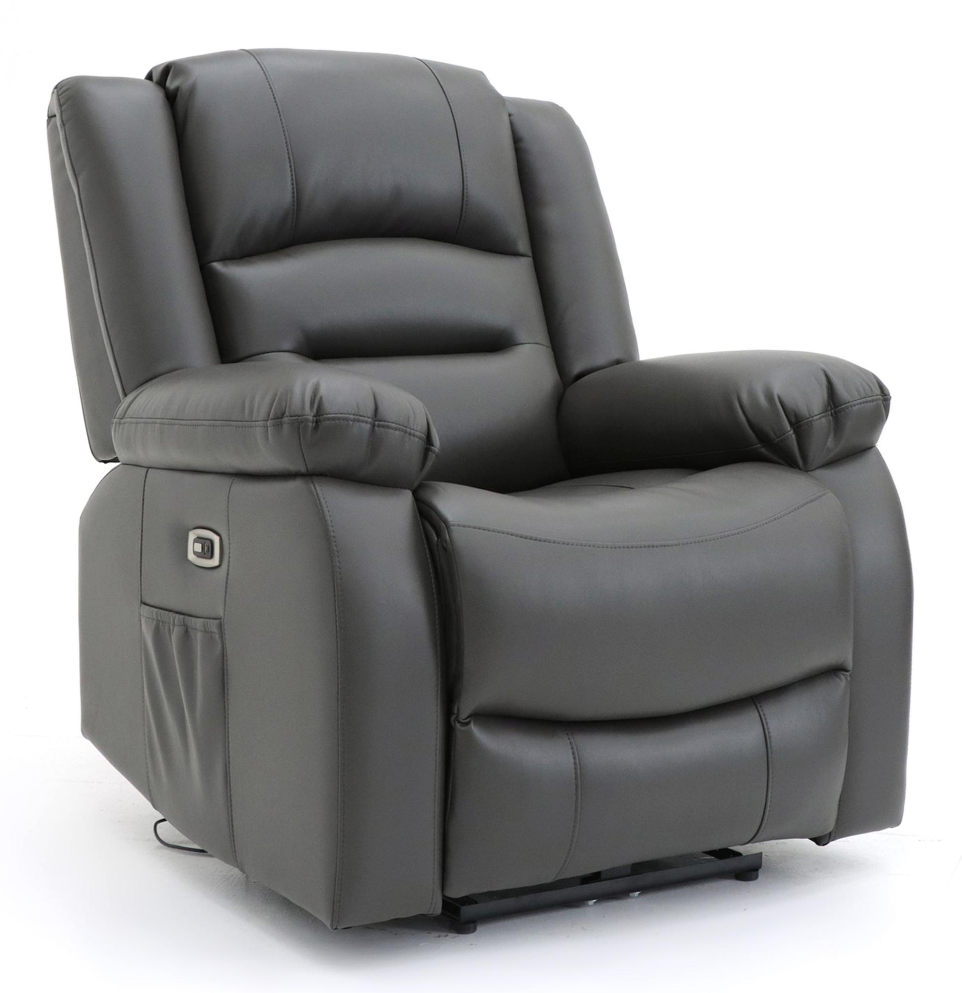 Product photograph of Alva Grey Faux Leather Electric Recliner Armchair from Choice Furniture Superstore.