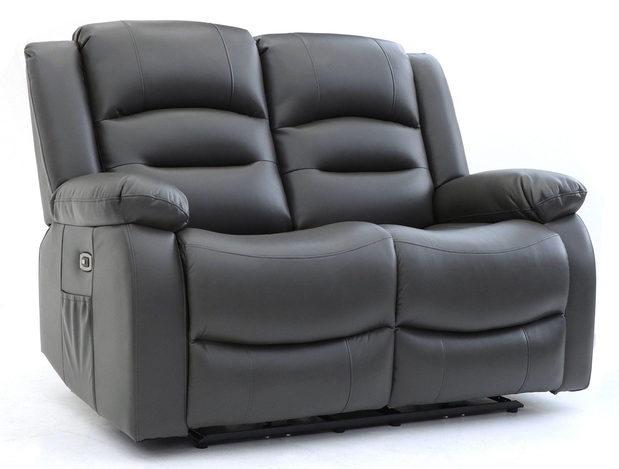 Product photograph of Alva Grey Faux Leather Electric Recliner 2 Seater Sofa from Choice Furniture Superstore.