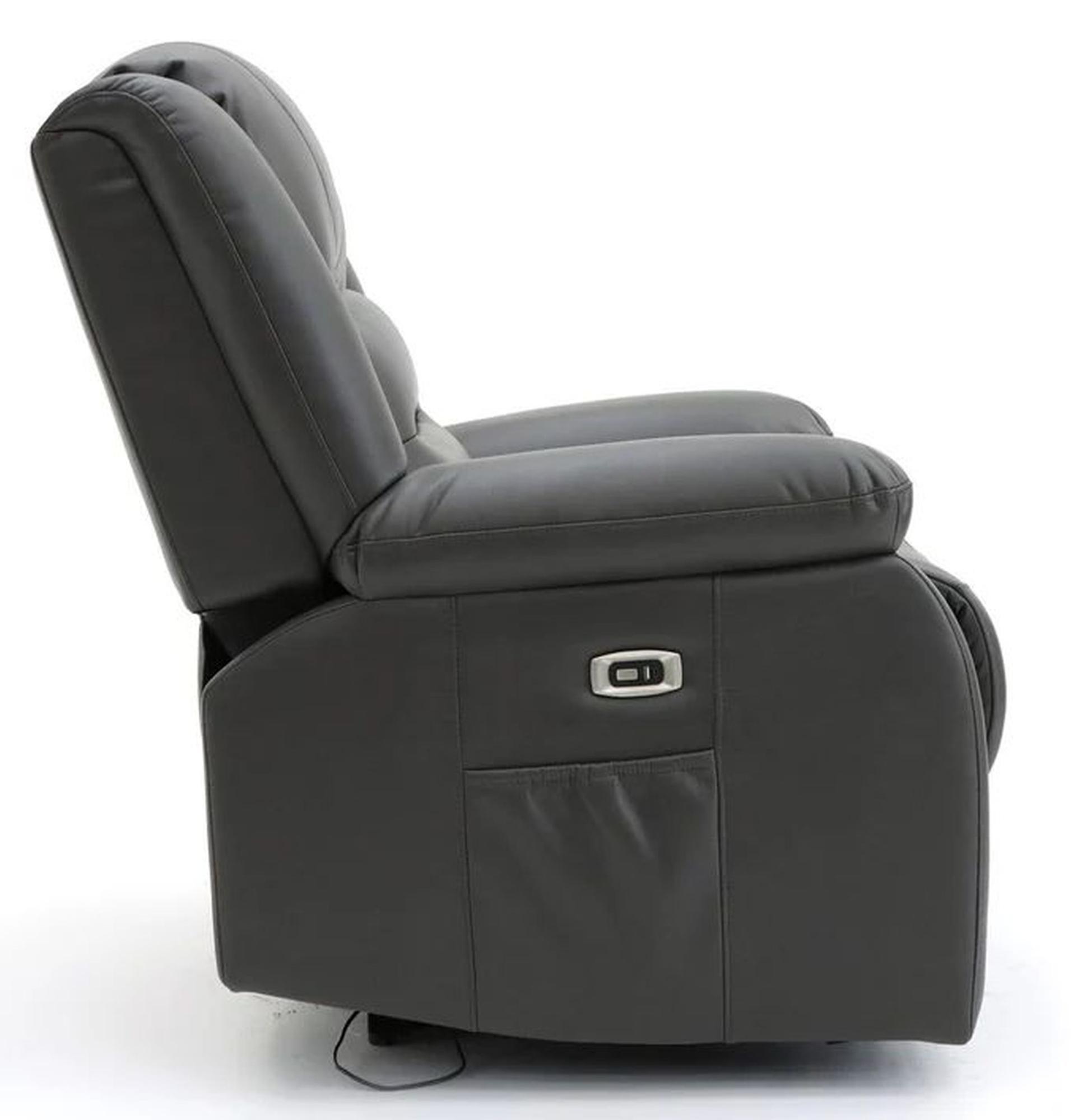 Product photograph of Alva Grey Faux Leather Electric Recliner 2 Seater Sofa from Choice Furniture Superstore.