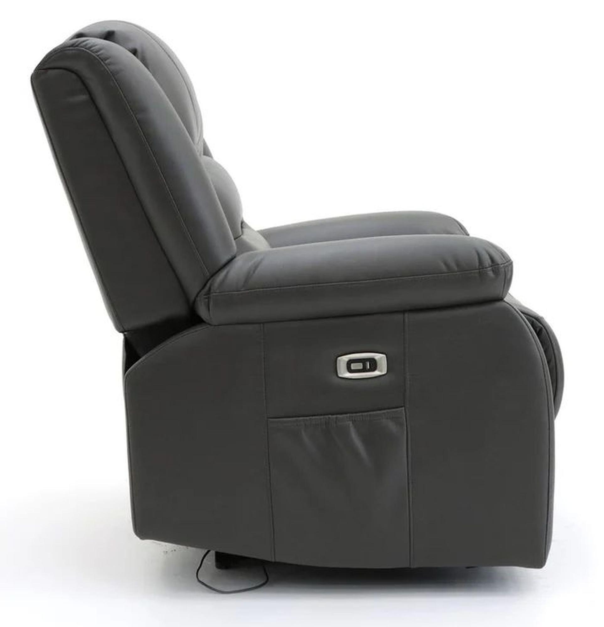 Product photograph of Alva Grey Faux Leather Electric Recliner 3 Seater Sofa from Choice Furniture Superstore.