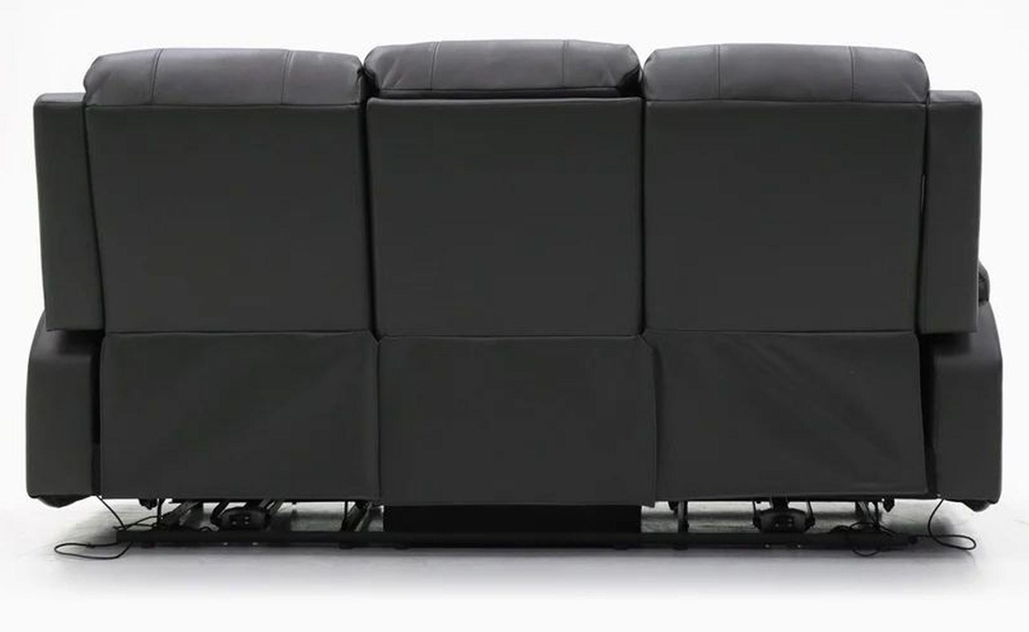 Product photograph of Alva Black Faux Leather Electric Recliner 3 Seater Sofa from Choice Furniture Superstore.