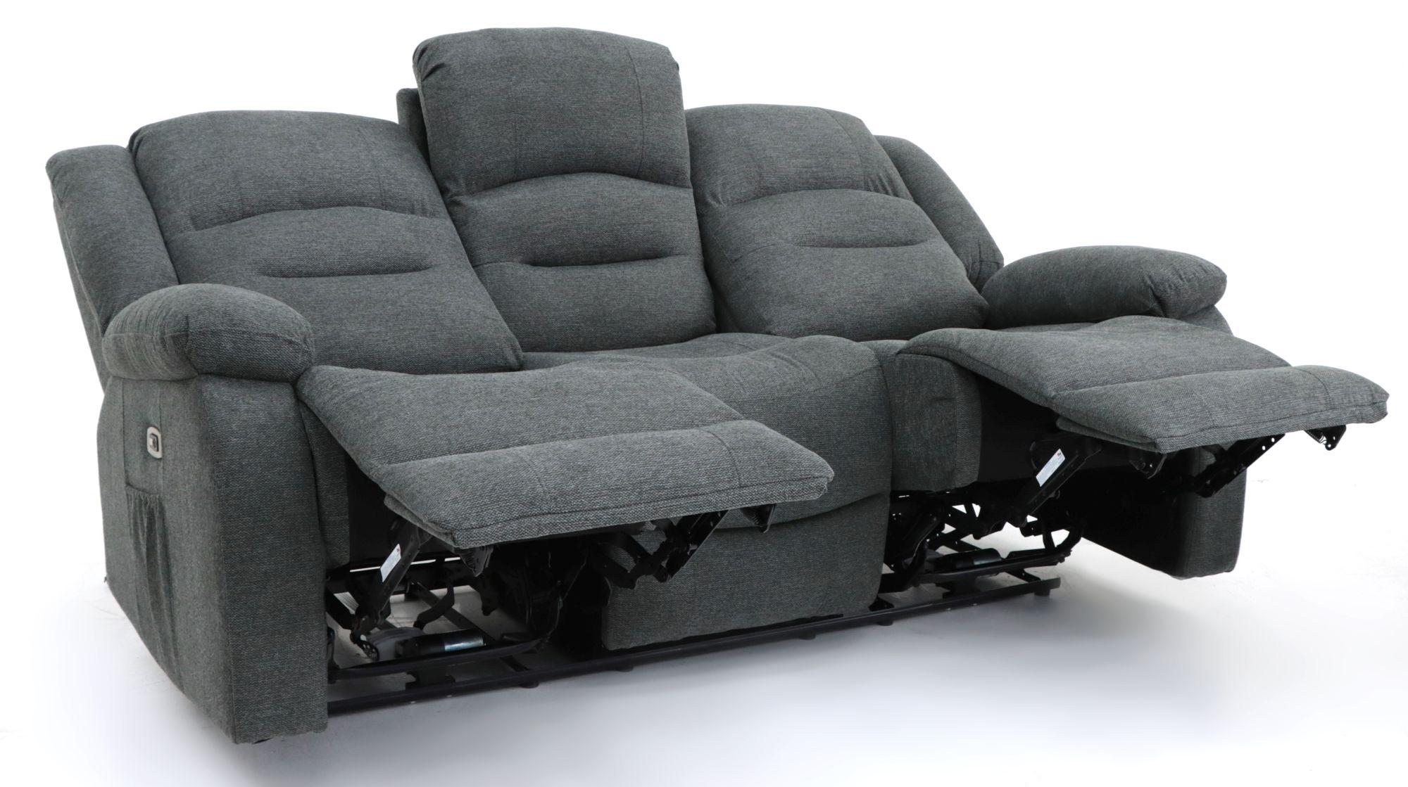 Product photograph of Alva Graphite Fabric Electric Recliner 3 Seater Sofa from Choice Furniture Superstore.