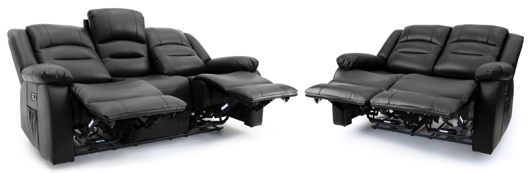 Product photograph of Alva Black Faux Leather Electric Recliner 3 2 Seater Sofa from Choice Furniture Superstore.