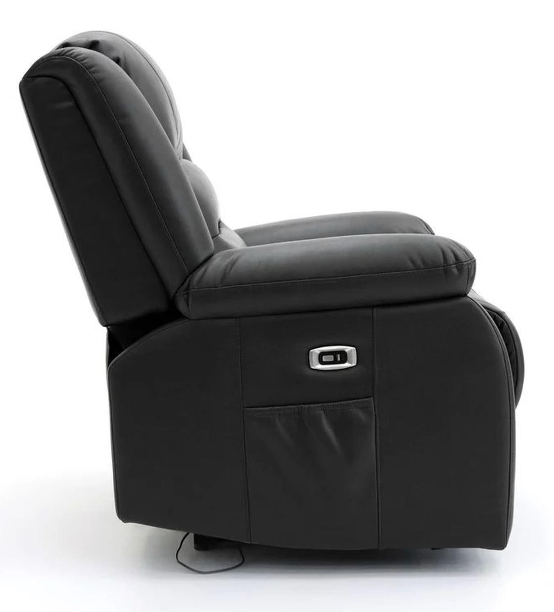 Product photograph of Alva Black Faux Leather Electric Recliner 3 2 Seater Sofa from Choice Furniture Superstore.