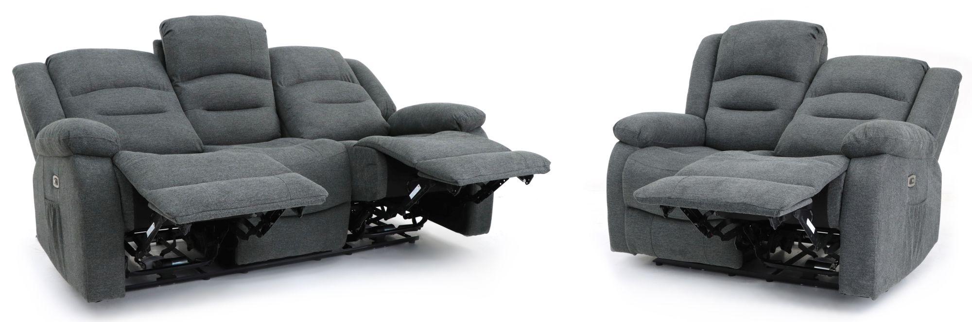 Product photograph of Alva Graphite Fabric Electric Recliner 3 2 Seater Sofa from Choice Furniture Superstore.