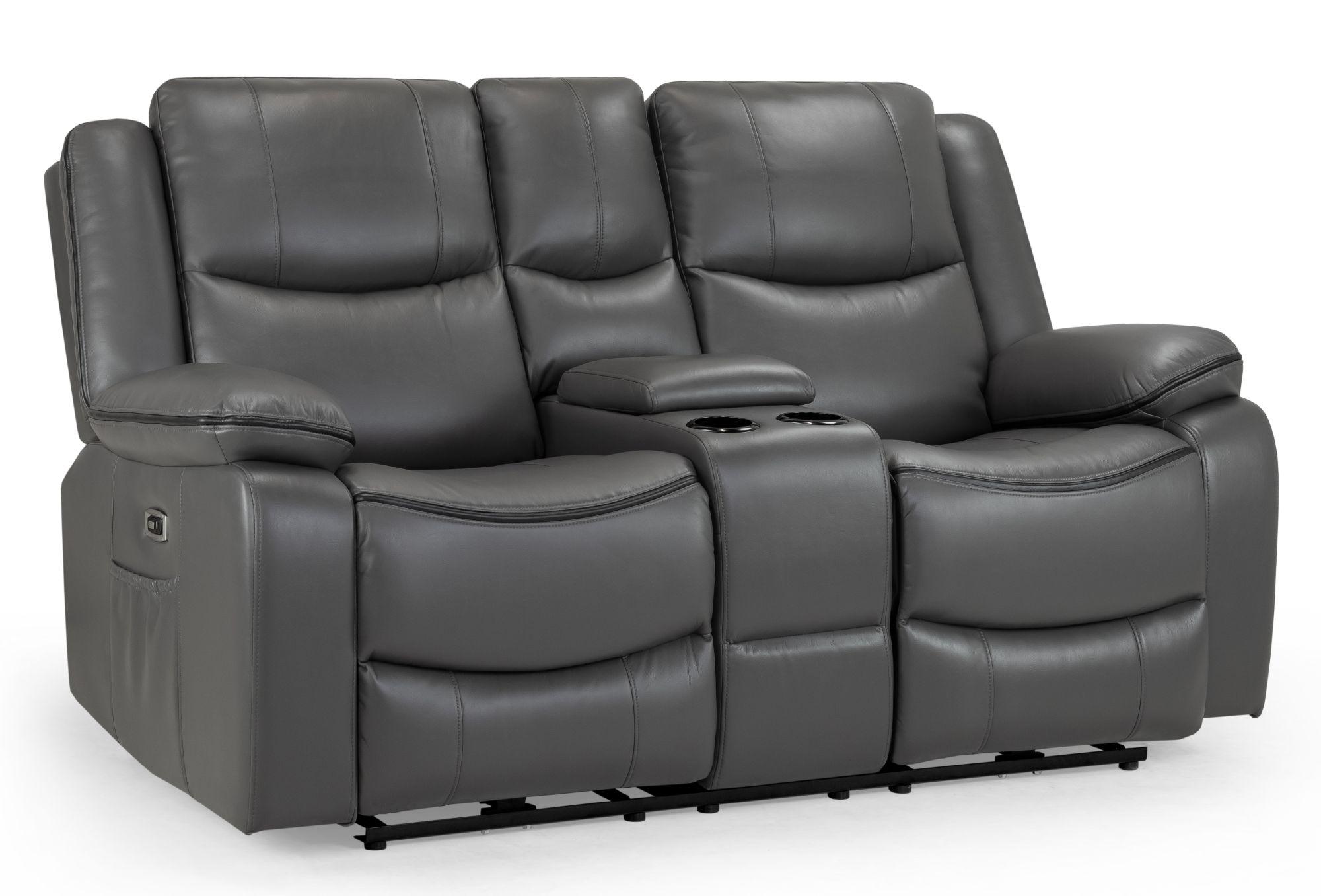 Product photograph of Harald Grey Faux Leather Electric Recliner 2 Seater Sofa from Choice Furniture Superstore.