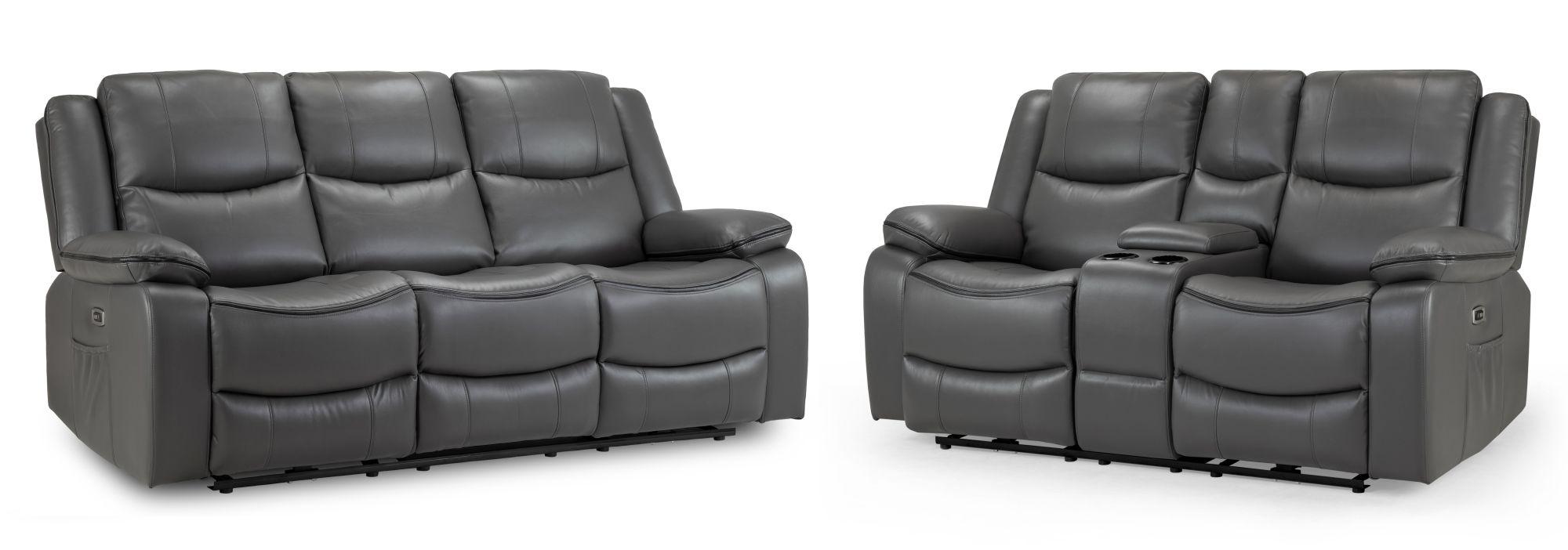 Product photograph of Harald Grey Faux Leather Electric Recliner 3 2 Seater Sofa from Choice Furniture Superstore.