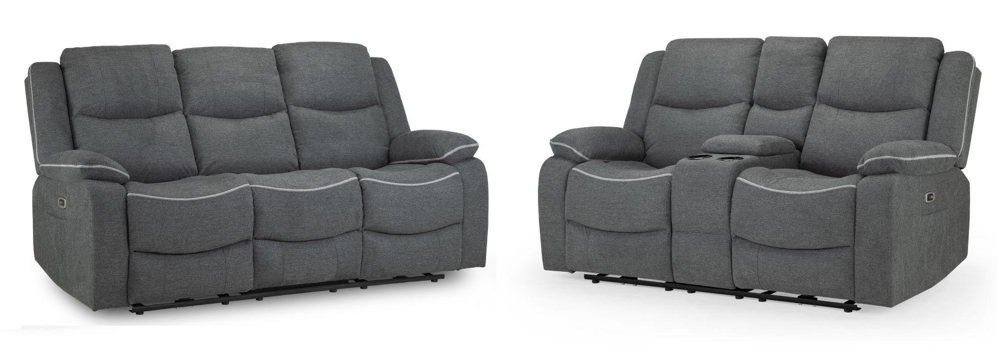 Product photograph of Harald Graphite Fabric Electric Recliner 3 2 Seater Sofa from Choice Furniture Superstore.