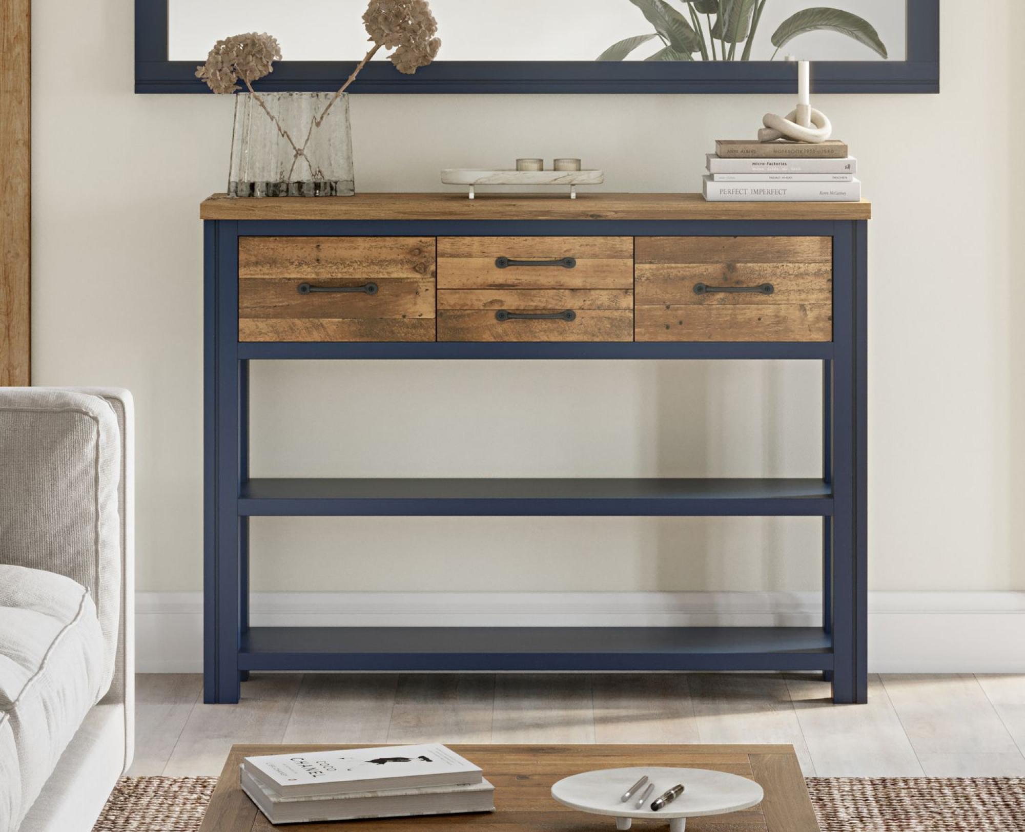 Product photograph of Splash Of Blue 4 Drawer Hall Table from Choice Furniture Superstore.