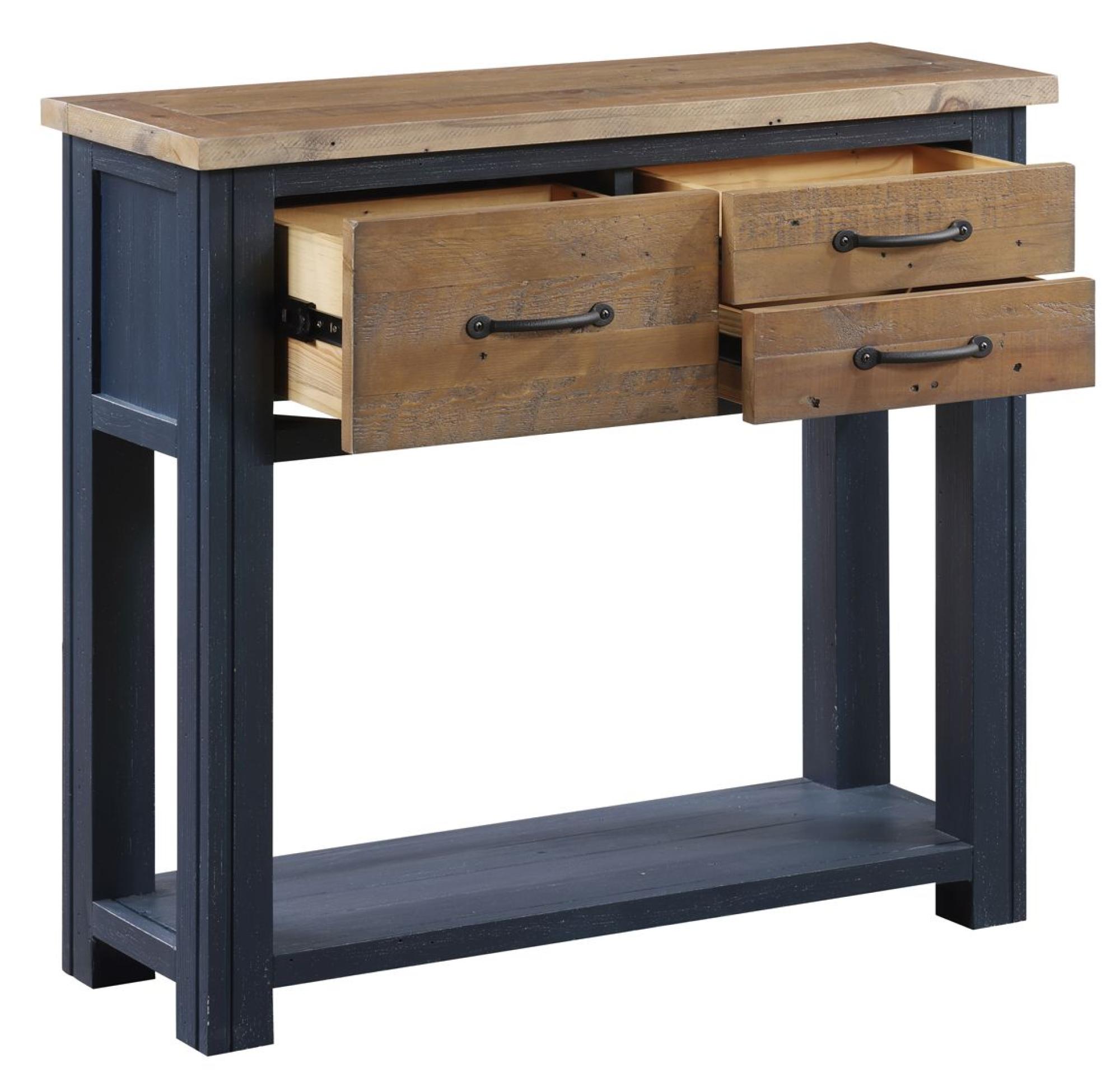 Product photograph of Splash Of Blue 3 Drawer Console Table from Choice Furniture Superstore.