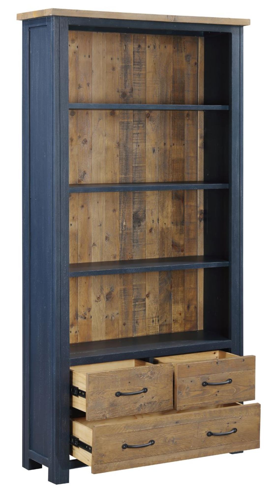 Product photograph of Splash Of Blue Large Open Bookcase - 3 Drawers from Choice Furniture Superstore.