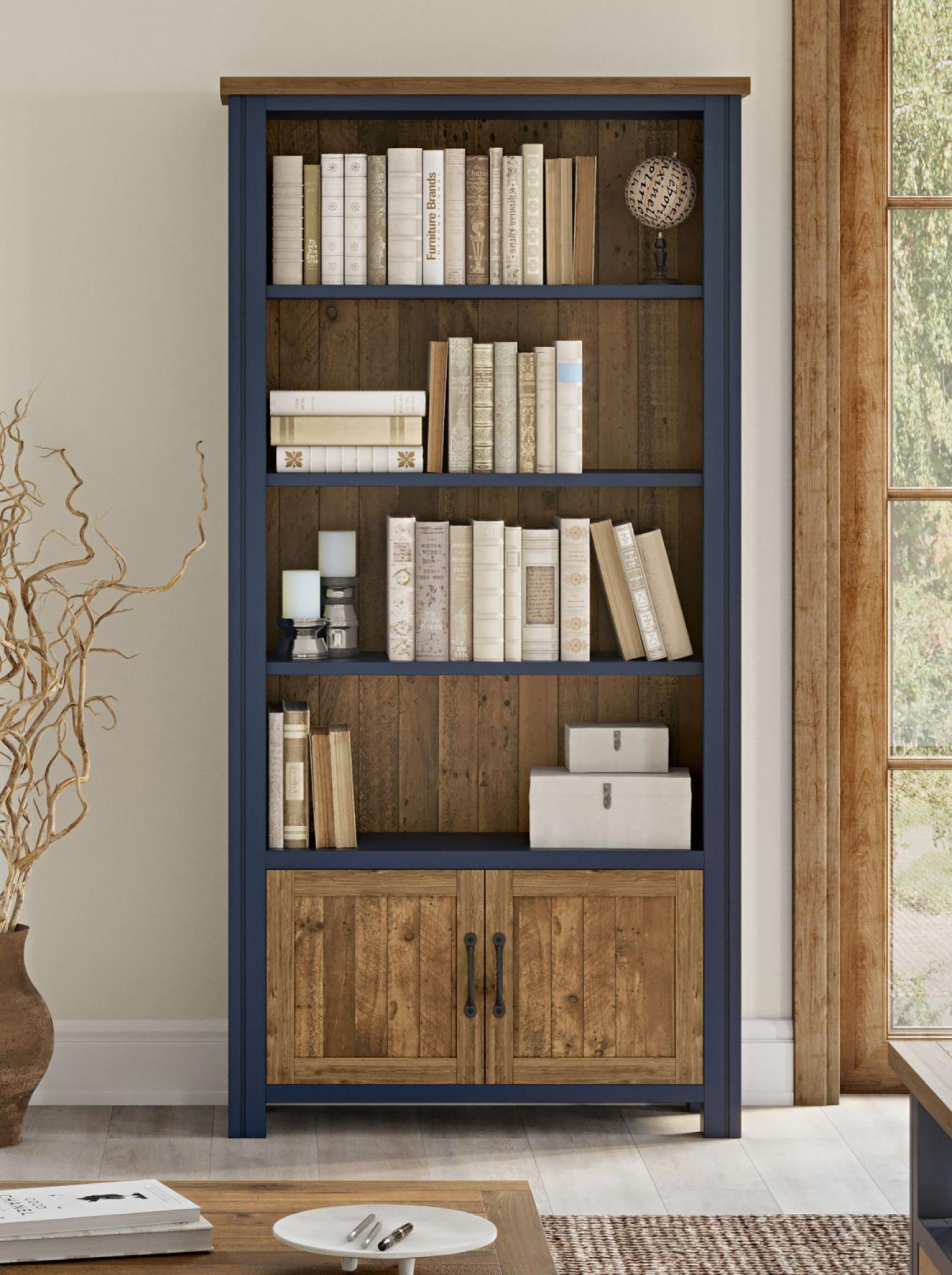 Product photograph of Splash Of Blue Large Open Bookcase - 2 Doors from Choice Furniture Superstore.