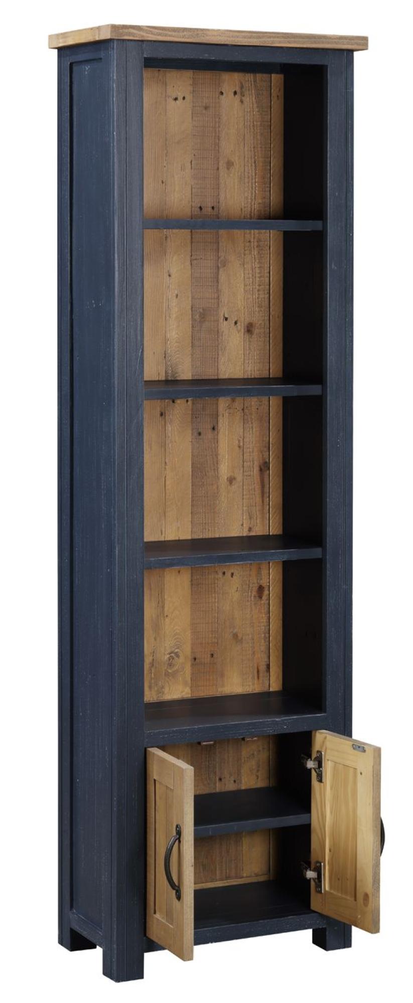 Product photograph of Splash Of Blue Narrow Bookcase - 2 Doors from Choice Furniture Superstore.