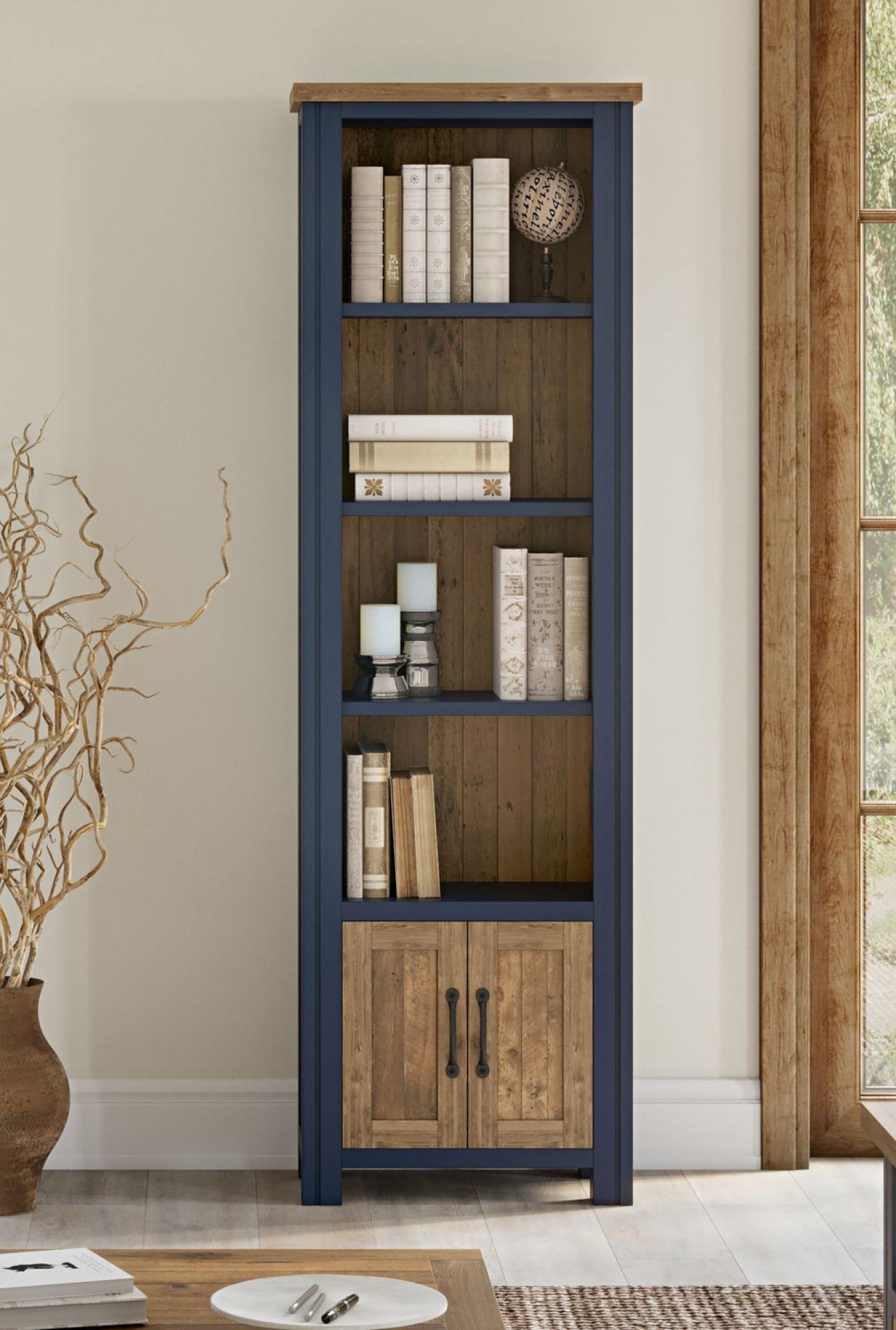 Product photograph of Splash Of Blue Narrow Bookcase - 2 Doors from Choice Furniture Superstore.