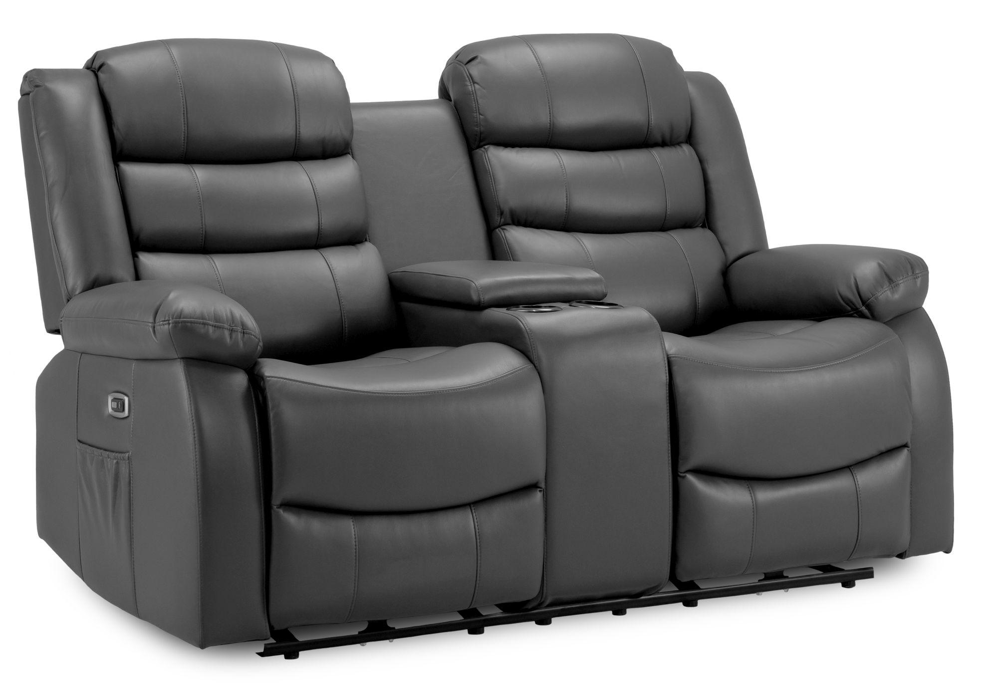 Product photograph of Otto Grey Faux Leather Electric Recliner 2 Seater Sofa from Choice Furniture Superstore.